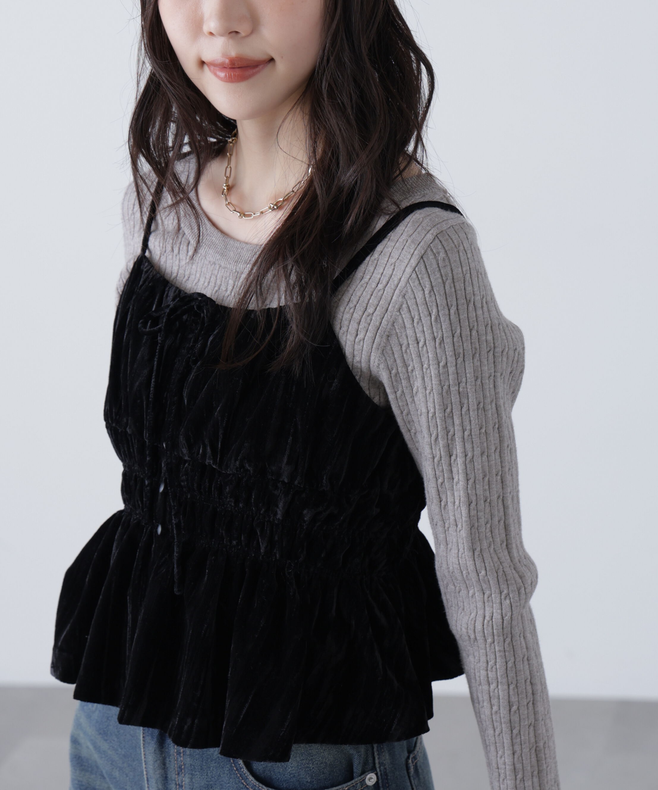  「クラッシュベロアシャーリングビスチェ」|シャツ・ブラウス|