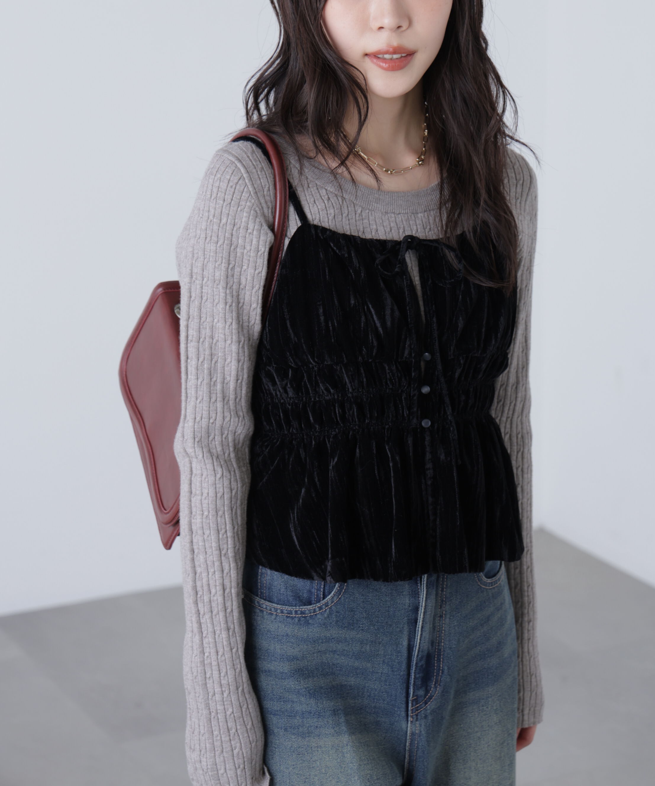  「クラッシュベロアシャーリングビスチェ」|シャツ・ブラウス|