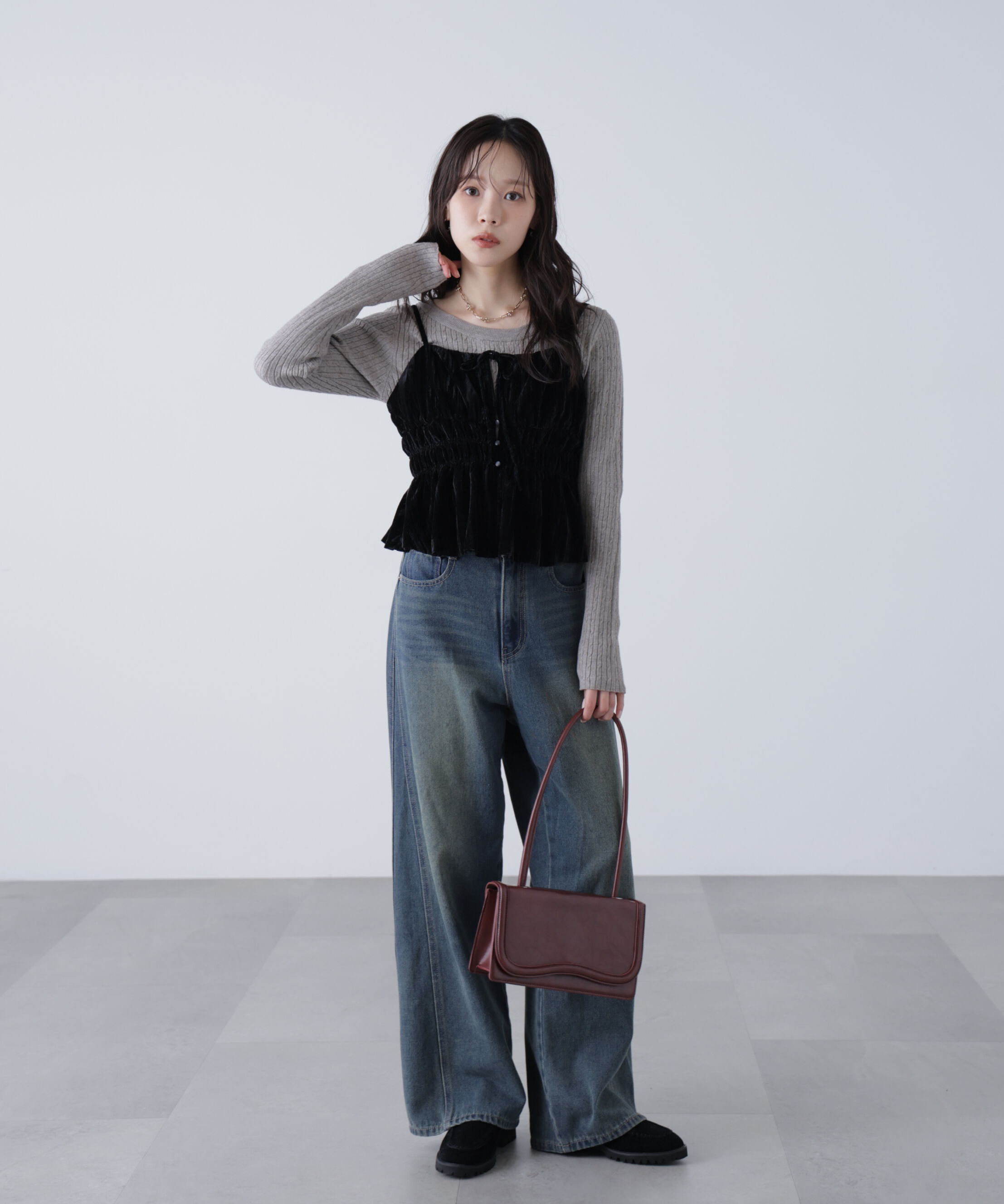  「クラッシュベロアシャーリングビスチェ」|シャツ・ブラウス|