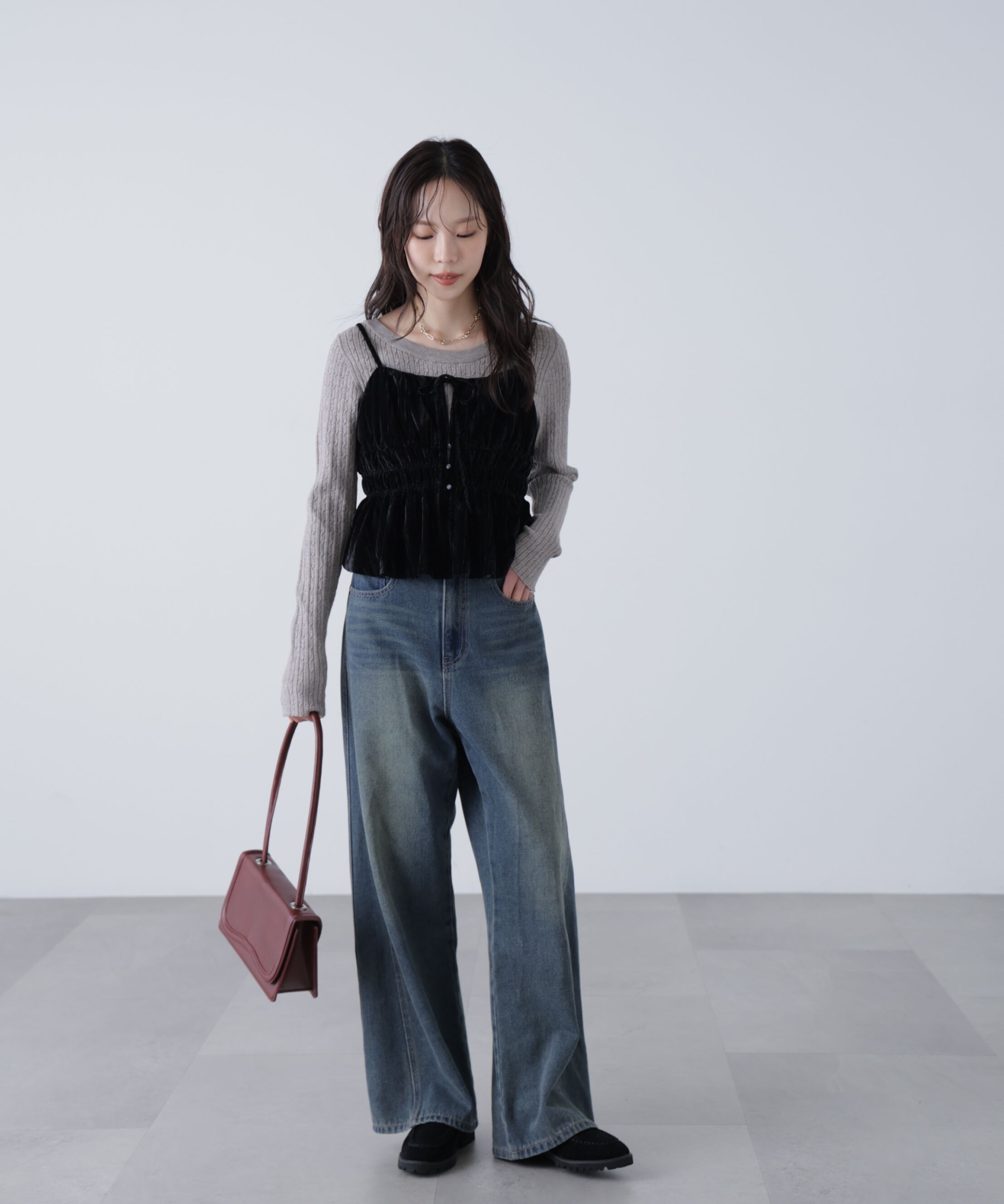  「クラッシュベロアシャーリングビスチェ」|シャツ・ブラウス|