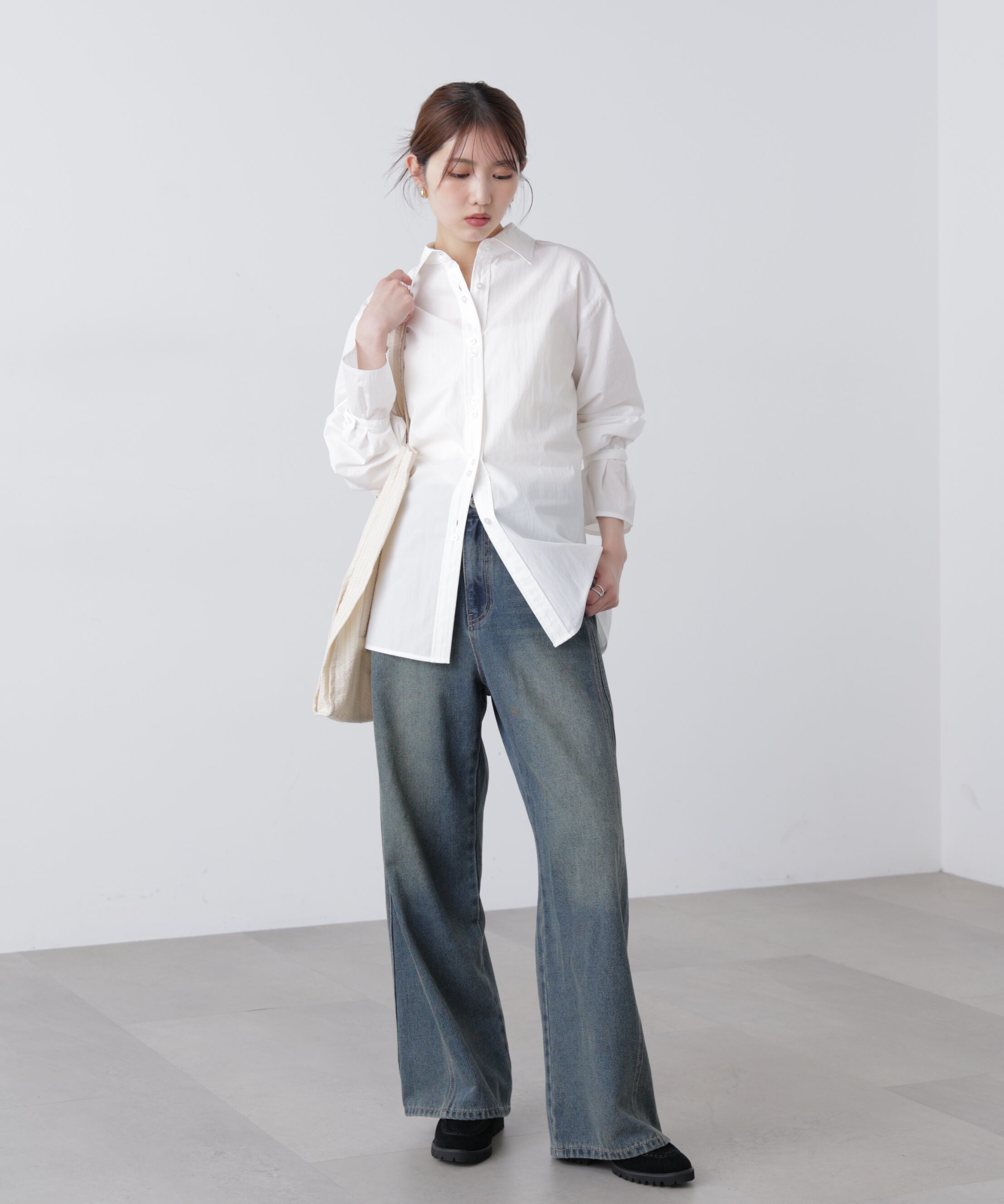  「ウエストシェイプレースアップシャツ」|シャツ・ブラウス|