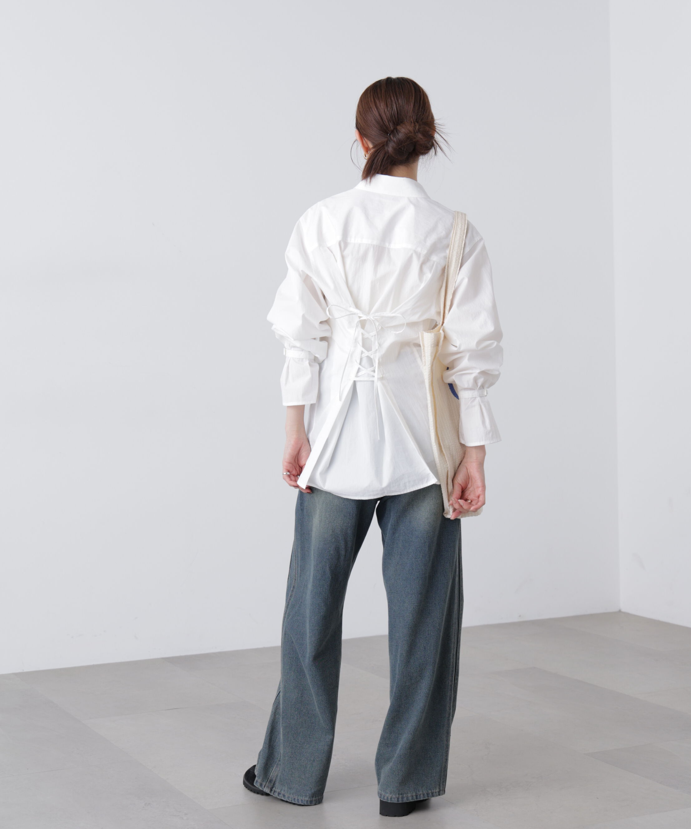  「ウエストシェイプレースアップシャツ」|シャツ・ブラウス|