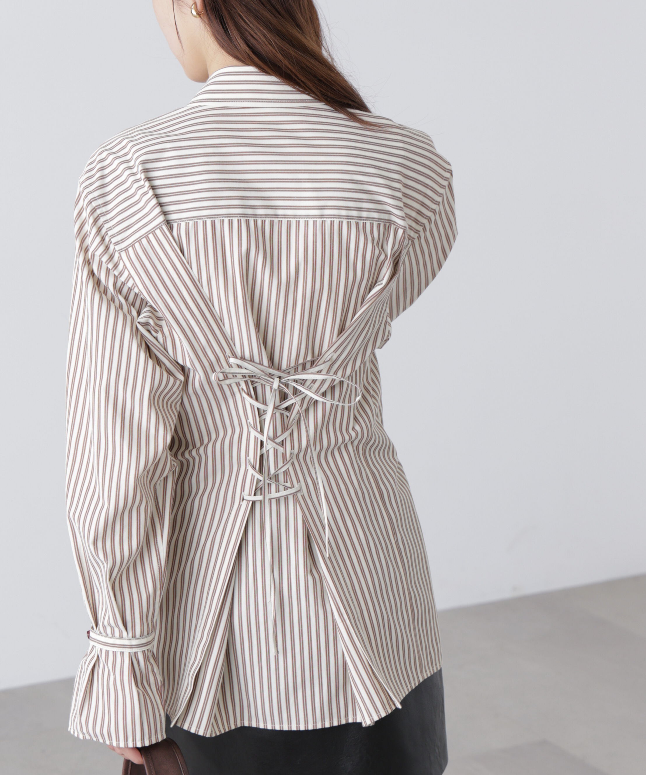  「ウエストシェイプレースアップシャツ」|シャツ・ブラウス|