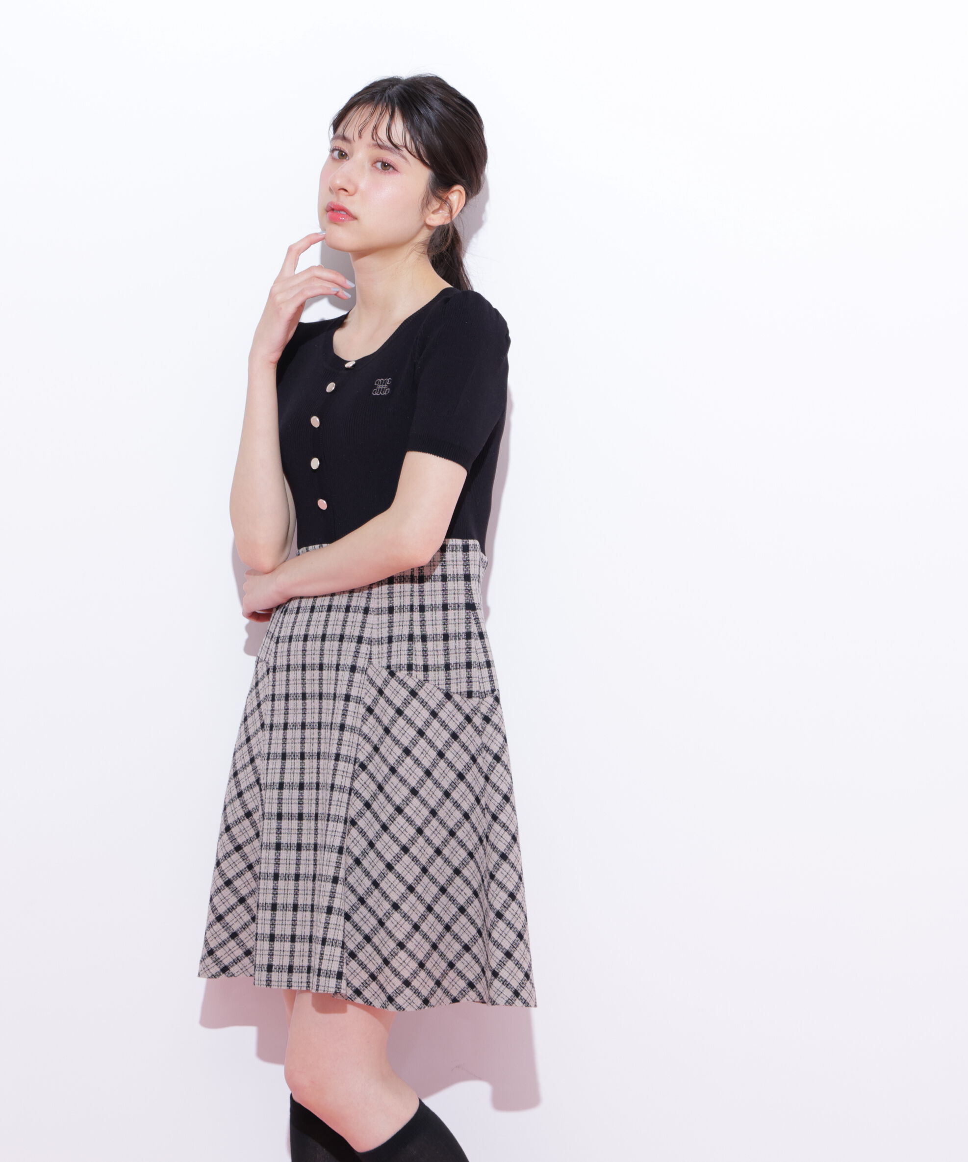  「チェックドッキングミニワンピース」|ワンピース|