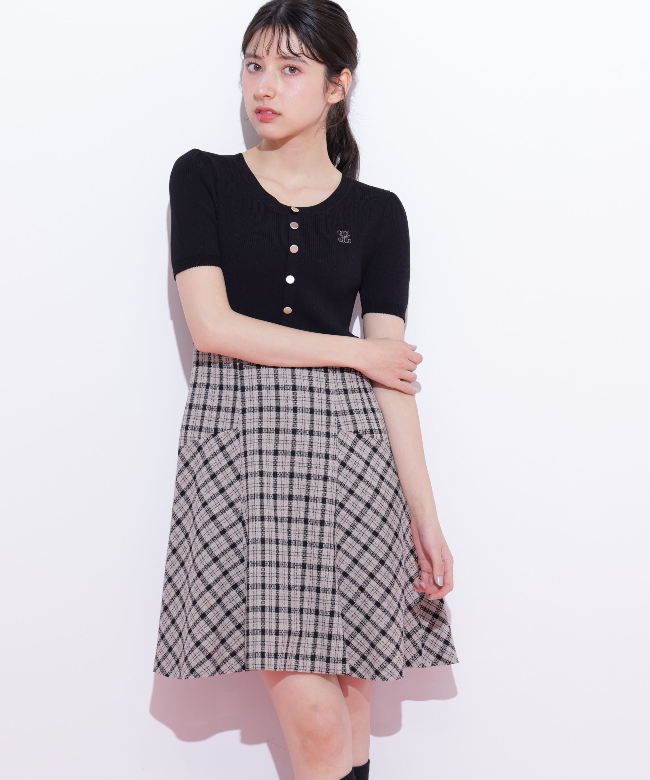  「チェックドッキングミニワンピース」|ワンピース|