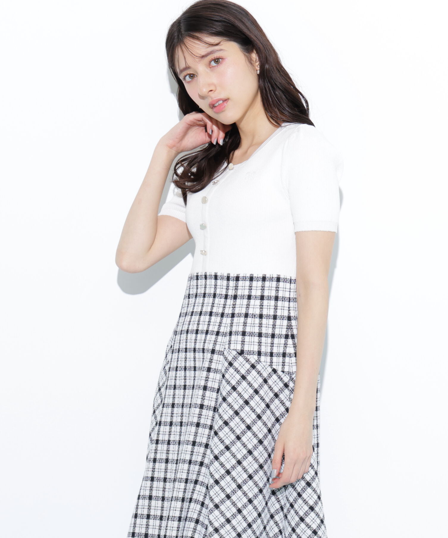  「チェックドッキングミニワンピース」|ワンピース|