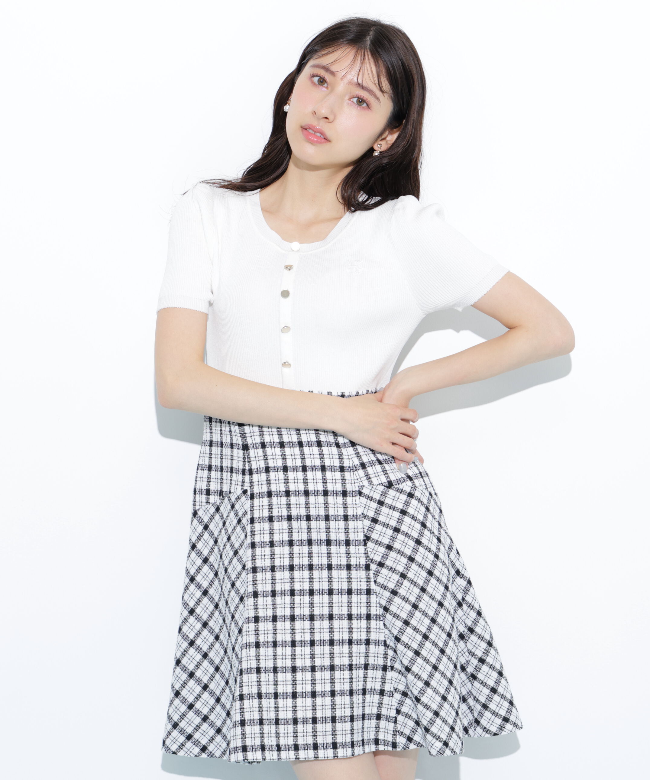  「チェックドッキングミニワンピース」|ワンピース|