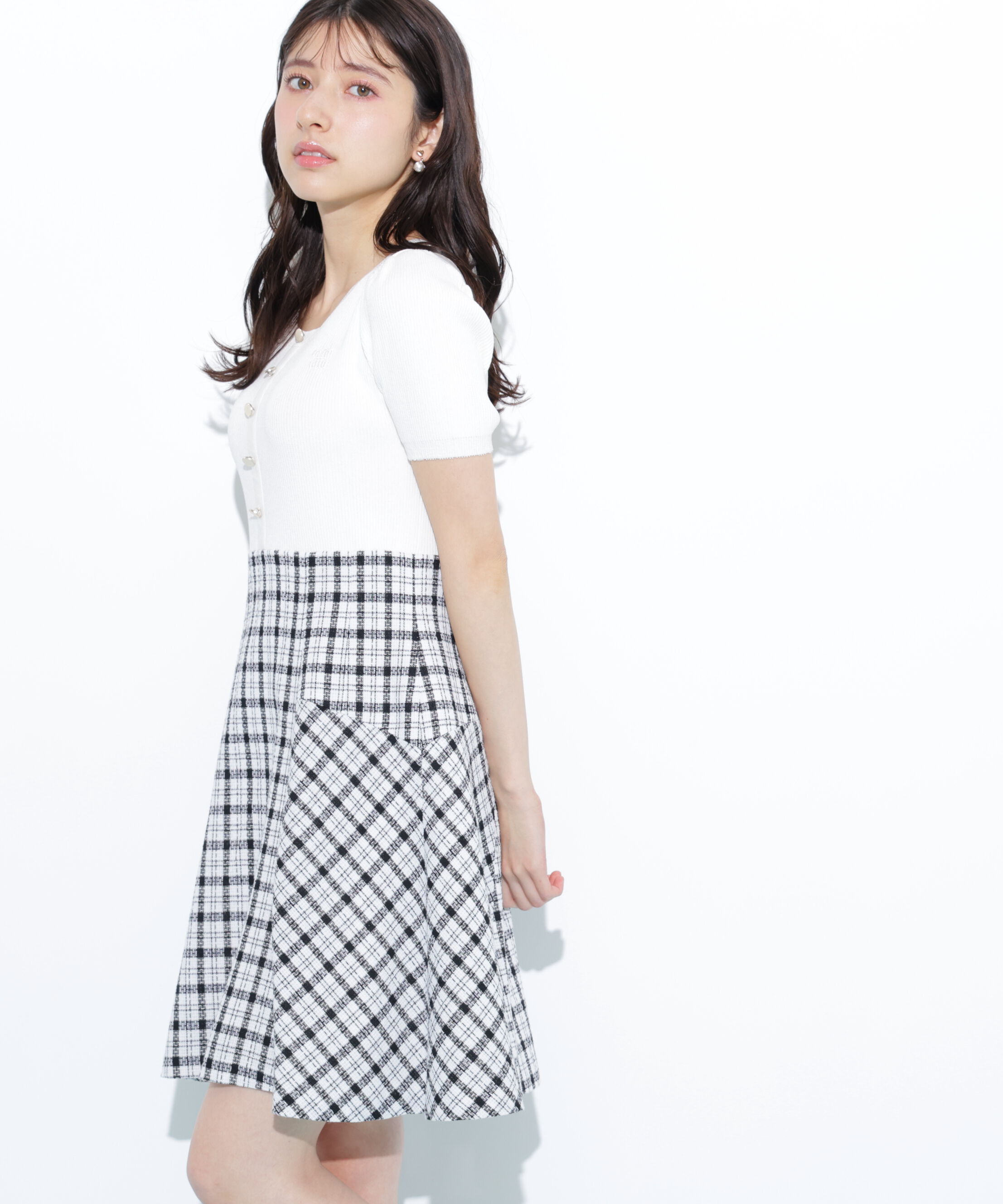  「チェックドッキングミニワンピース」|ワンピース|
