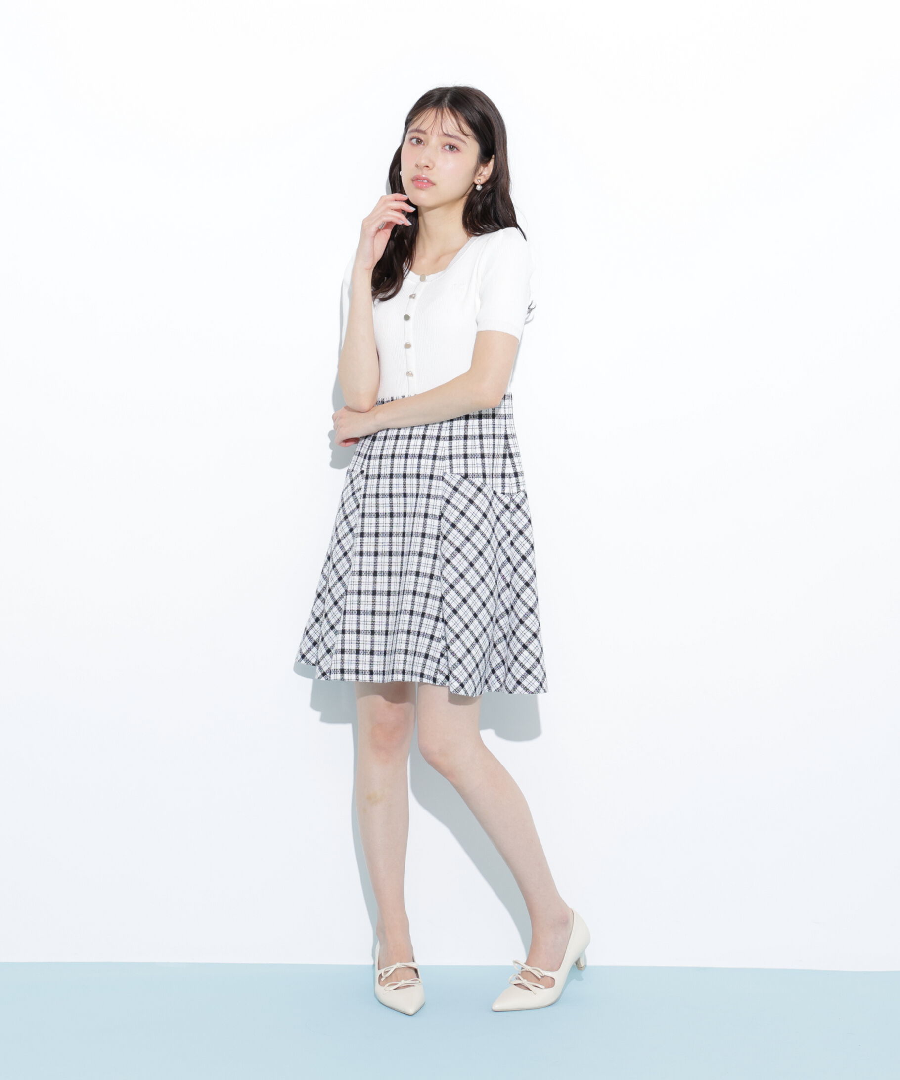 「チェックドッキングミニワンピース」|ワンピース|