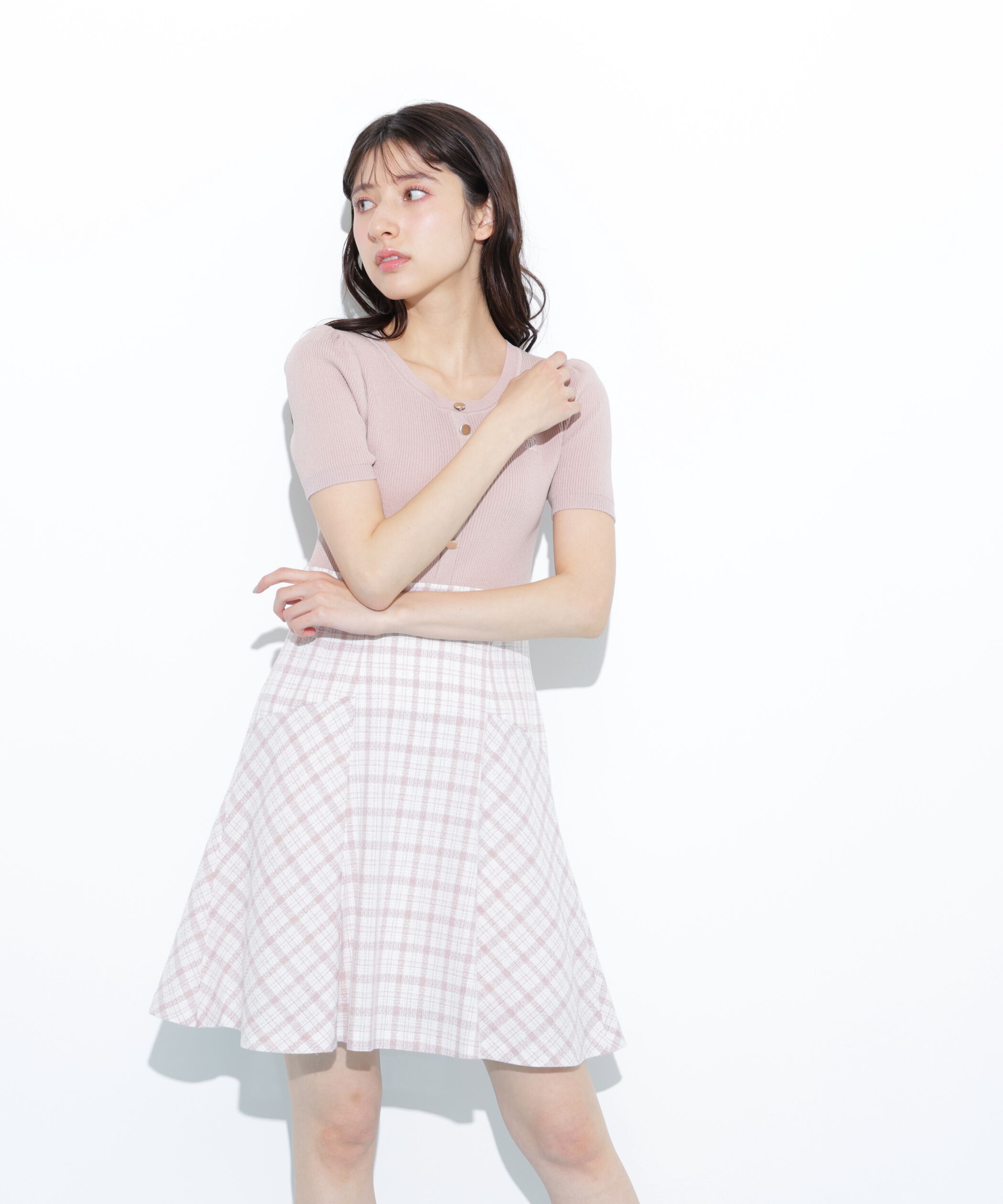  「チェックドッキングミニワンピース」|ワンピース|