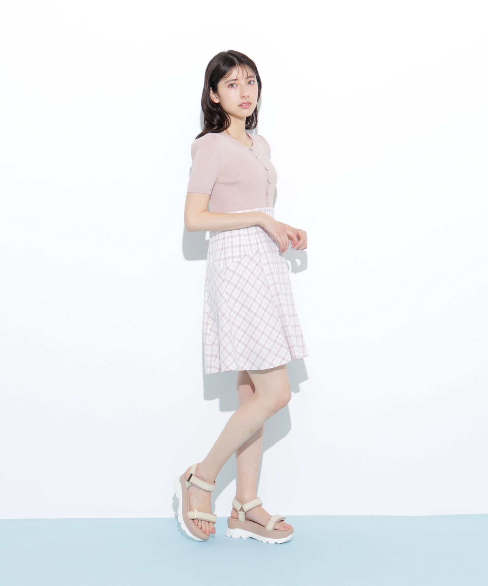  「チェックドッキングミニワンピース」|ワンピース|