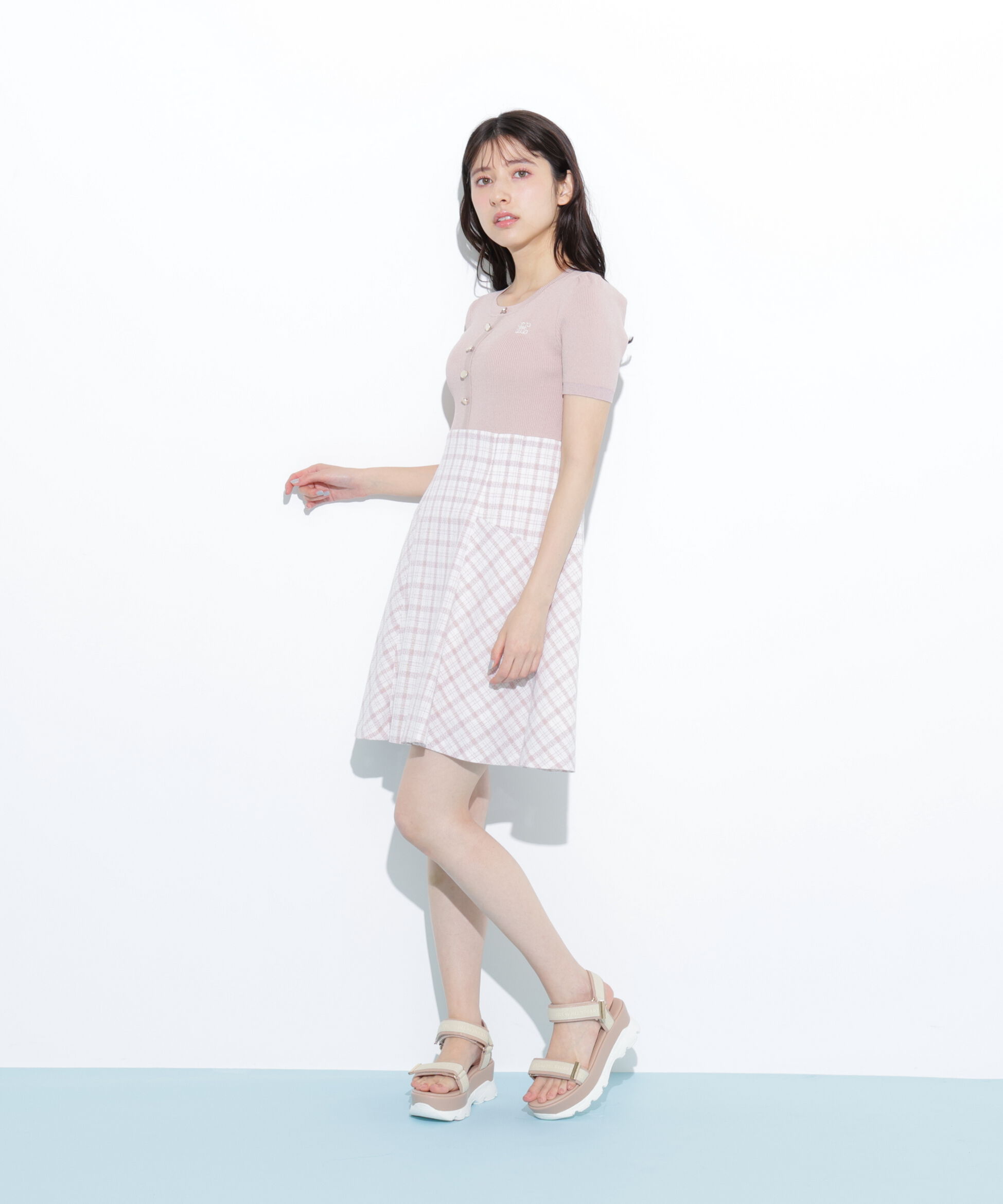  「チェックドッキングミニワンピース」|ワンピース|