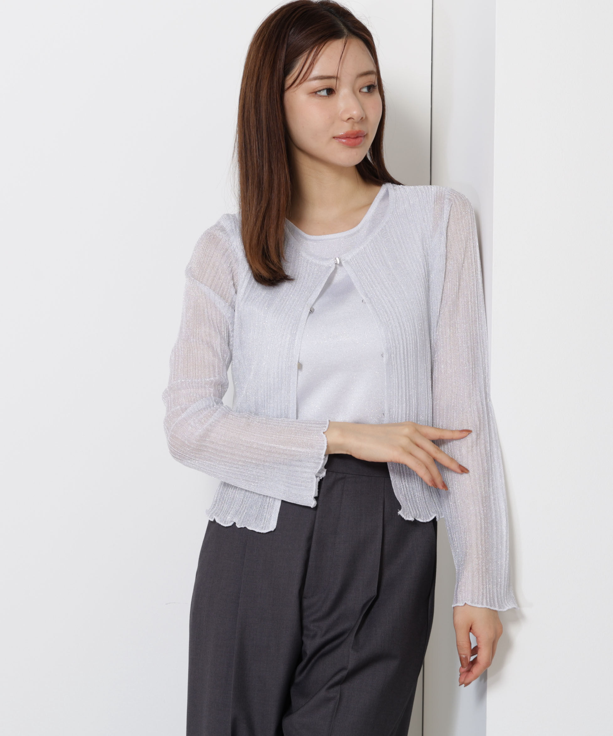 PROPORTION BODY DRESSING「シアーリブニットアンサンブル」|ニット・セーター|ホワイト