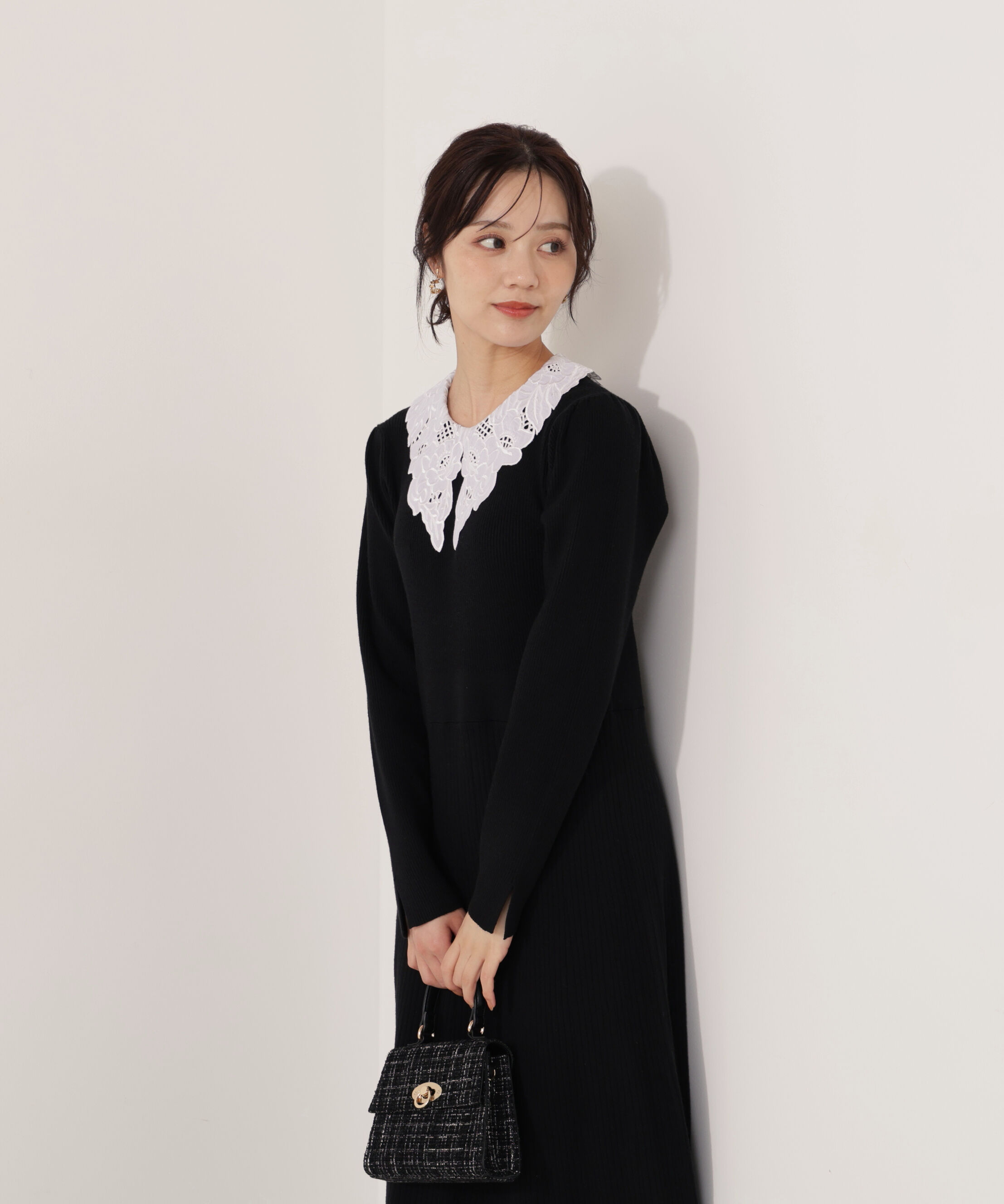 PROPORTION BODY DRESSING「レース襟付きニットワンピース」|ワンピース|