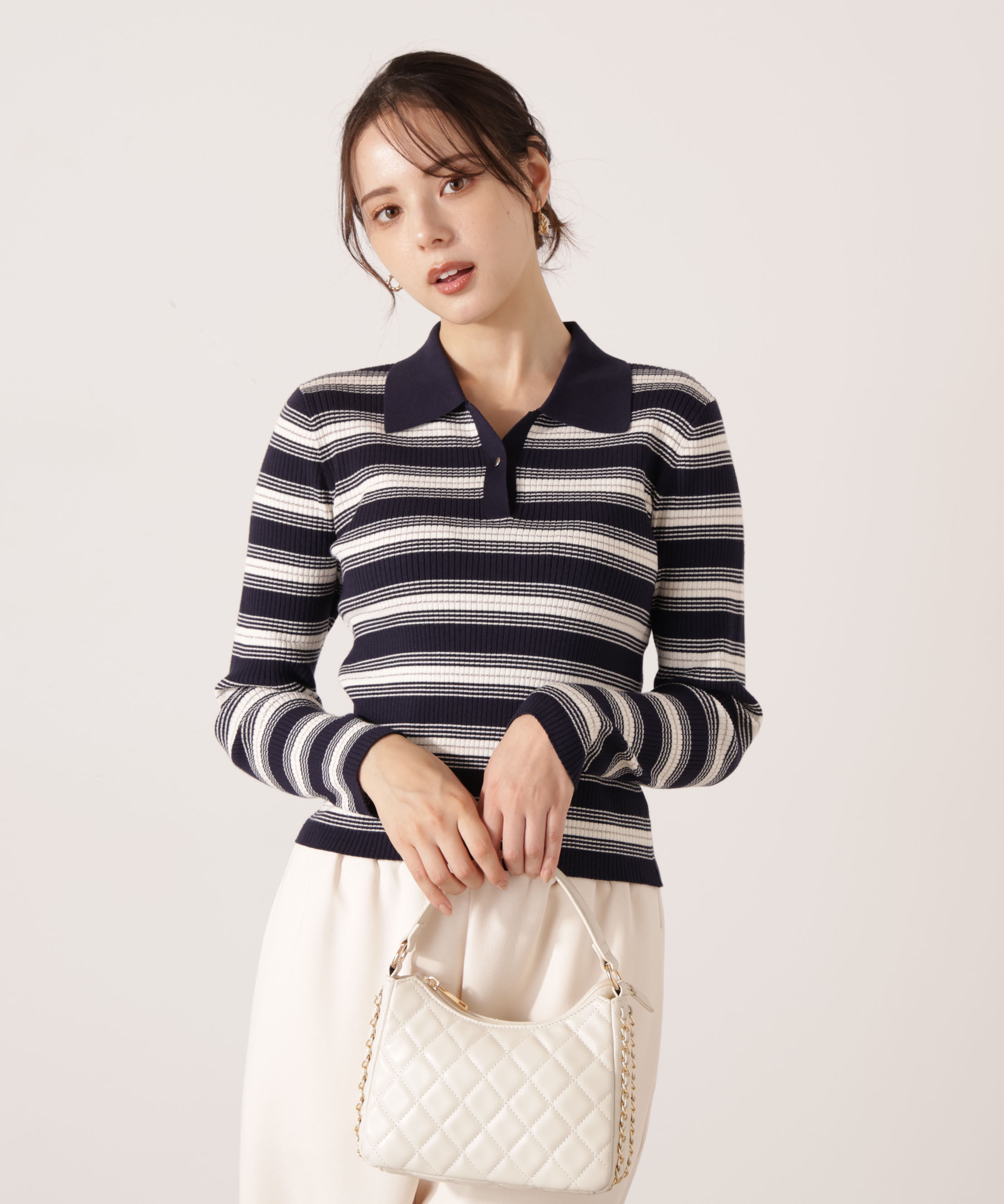 PROPORTION BODY DRESSING「ポロボーダーニット　25AW」|ニット・セーター|