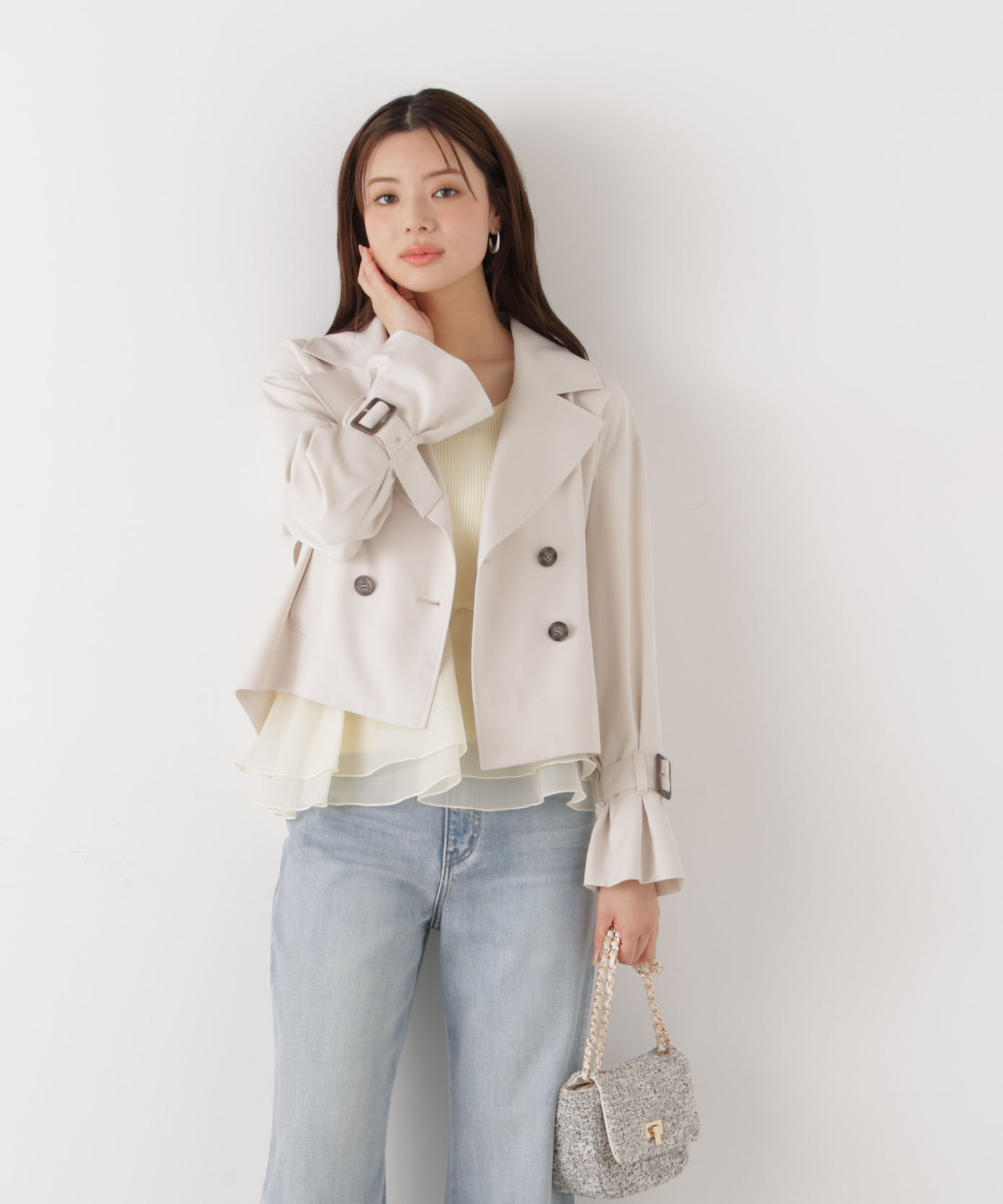 PROPORTION BODY DRESSING「＜防シワ/花粉リリース＞ショートトレンチコート」|ブルゾン・スタジャン|