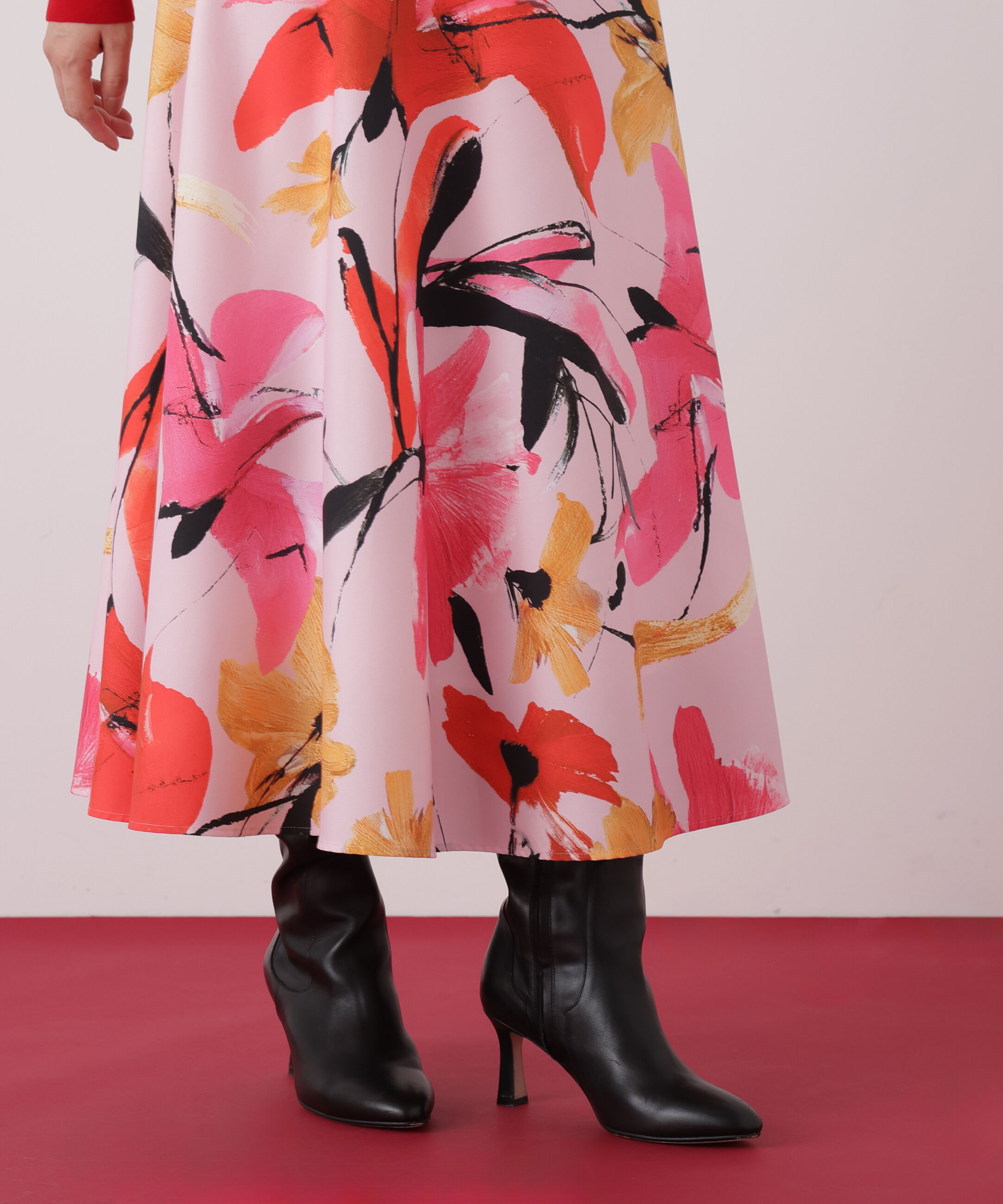  「◆フラワープリントタフタフレアースカート」|スカート|