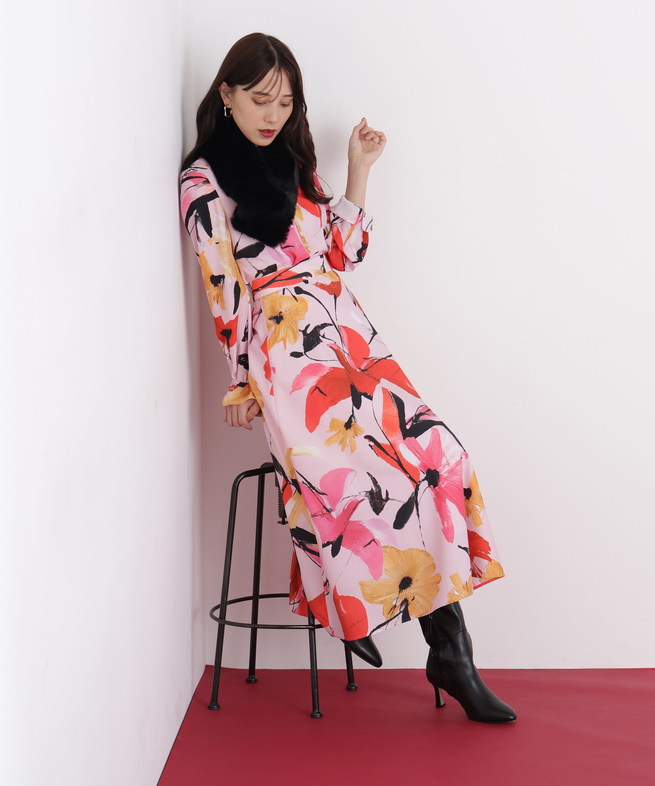  「◆フラワープリントタフタフレアースカート」|スカート|