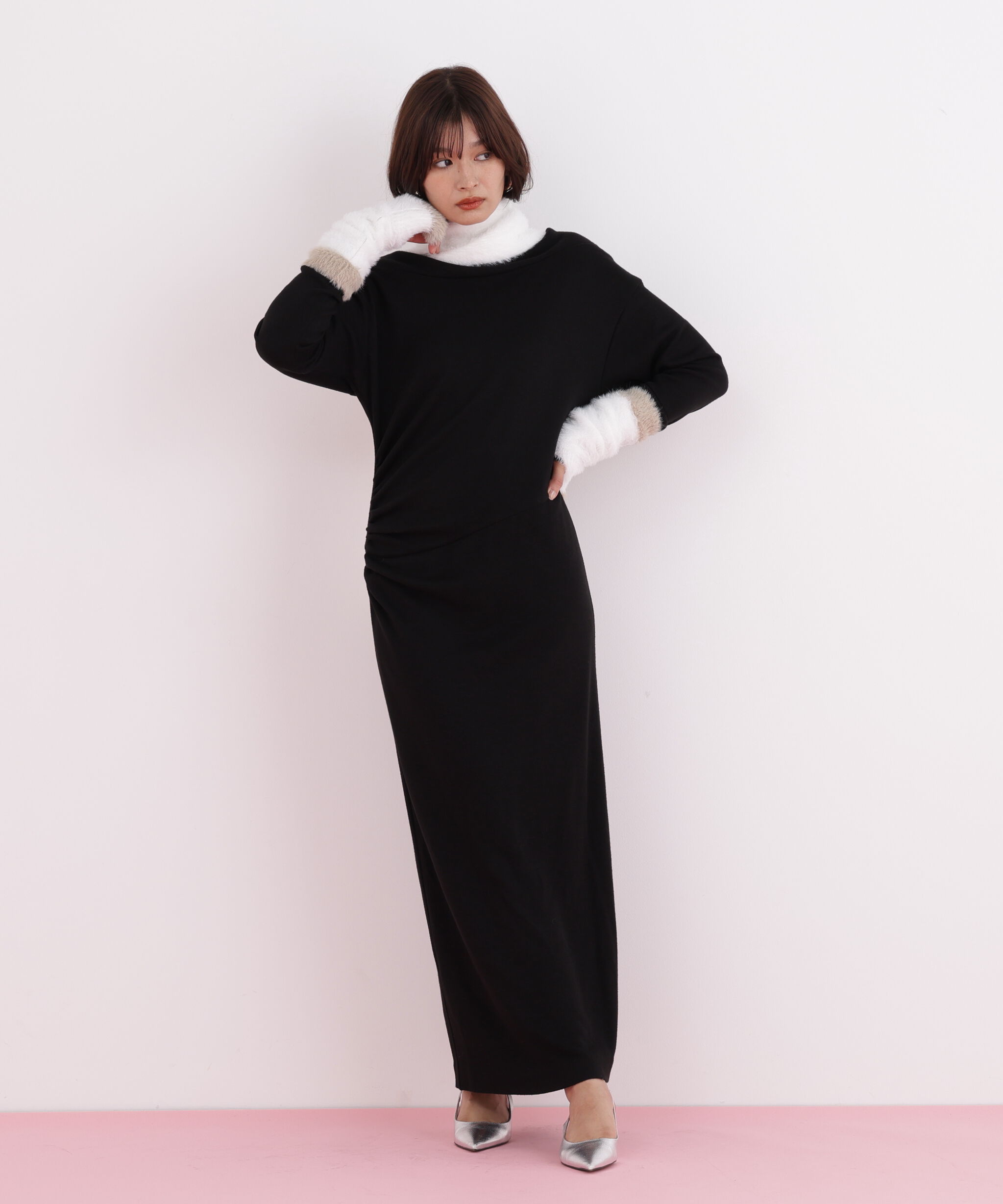  「◆ウールジャージタックドレープロングワンピース」|ワンピース|