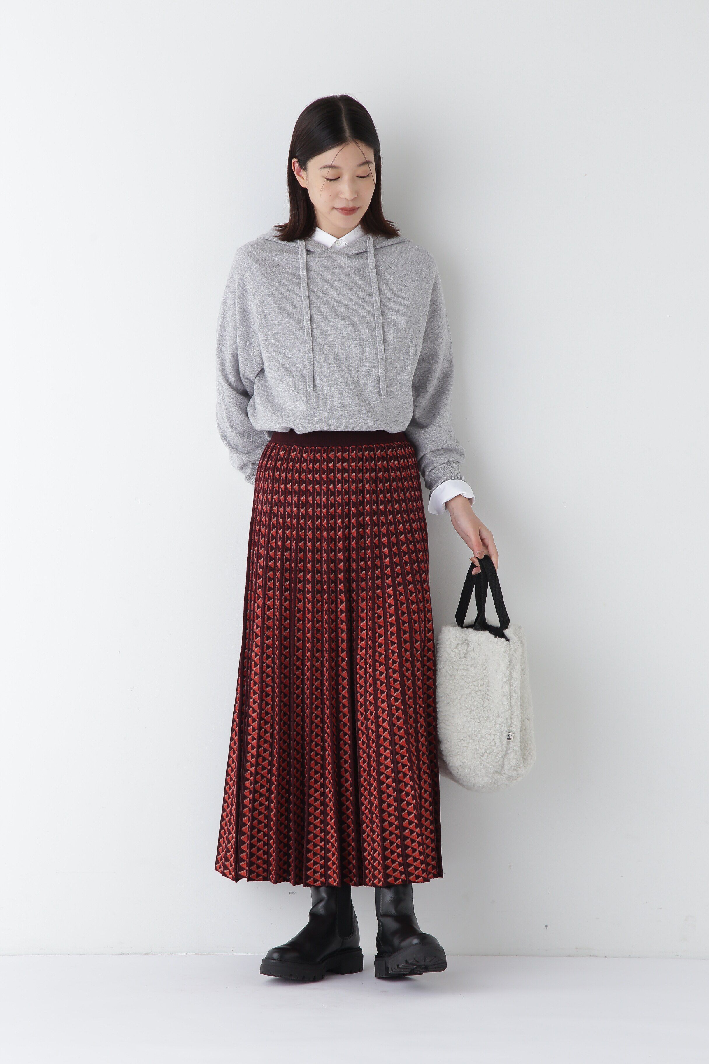  「◆幾何柄ジャガードプリーツスカート」|スカート|