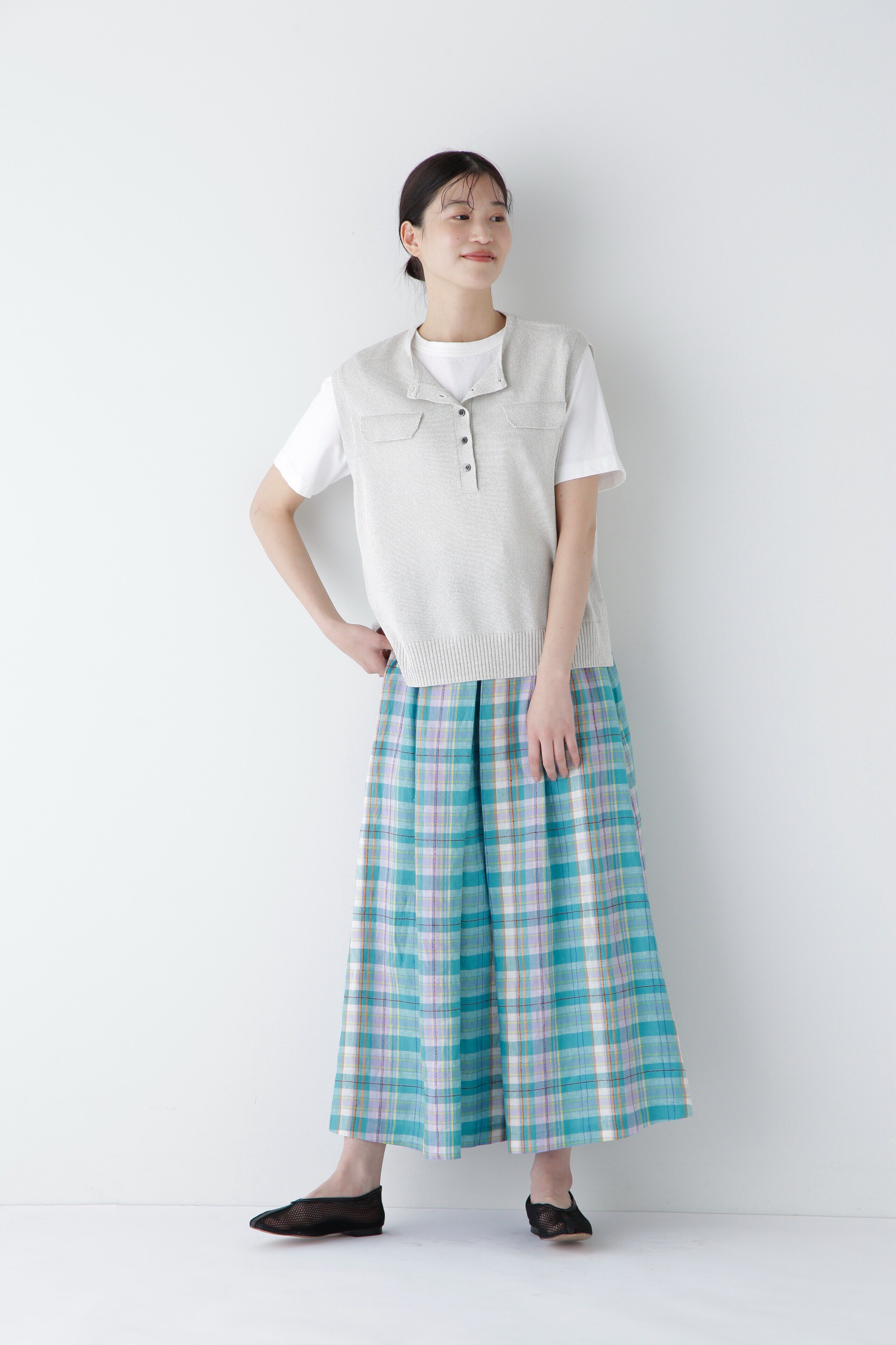  「◆【ウォッシャブル】ペーパーヤーンヘンリネックベスト」|ニット・セーター|