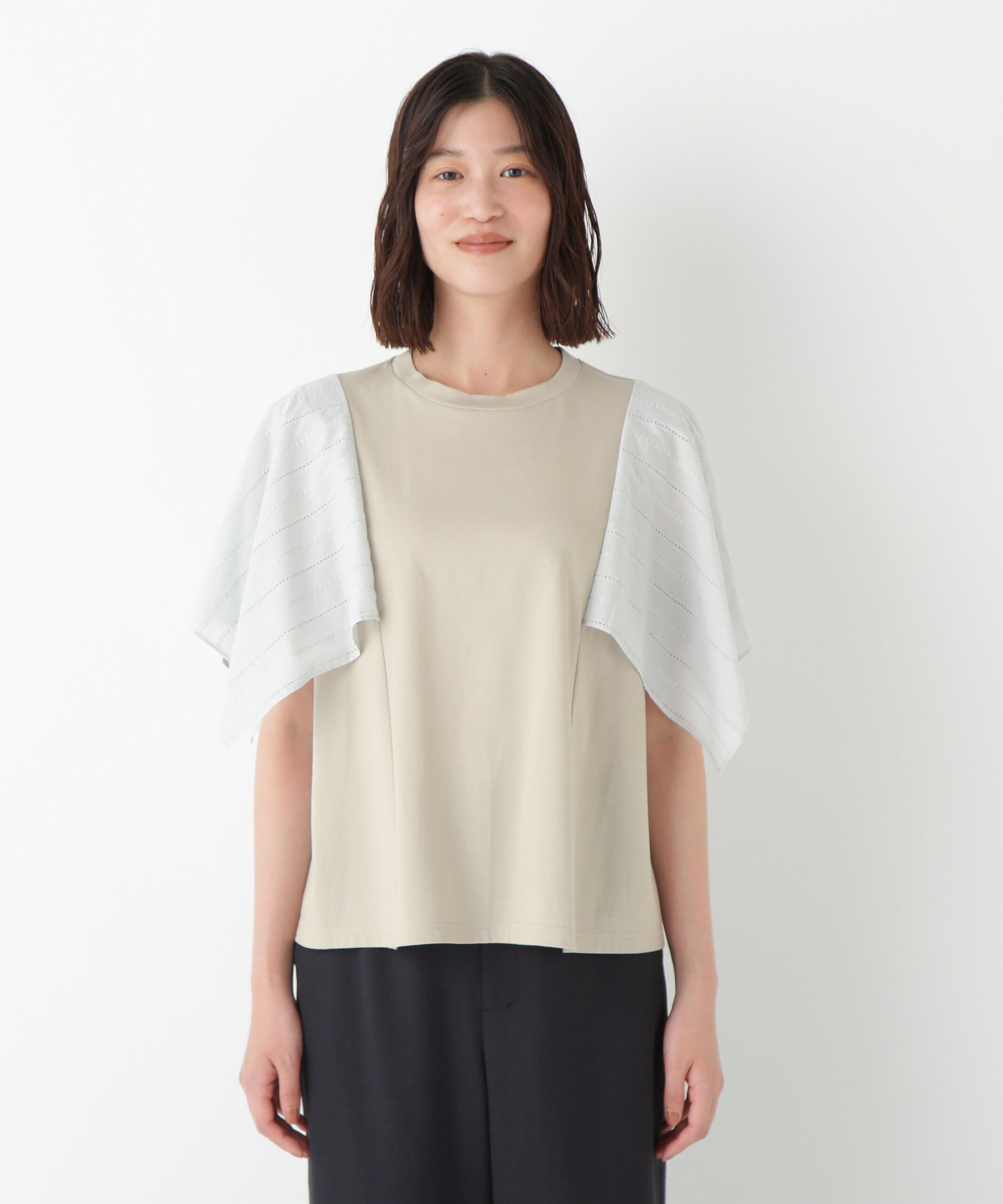  「◆コットンローンレースドッキングプルオーバー」|Tシャツ・カットソー|