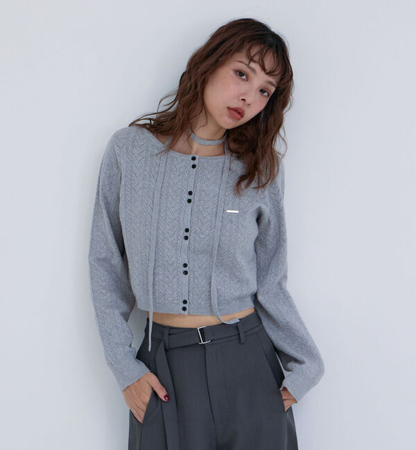 archives「チョーカー付ハリヌキニットカーディガン」|カーディガン|