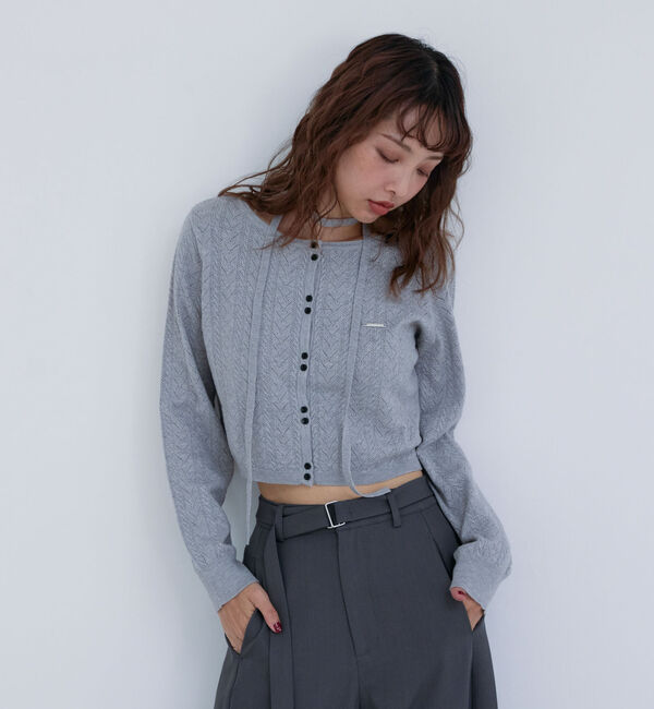 archives「チョーカー付ハリヌキニットカーディガン」|カーディガン|