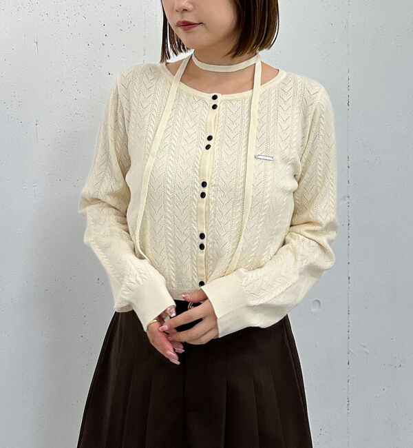 archives「チョーカー付ハリヌキニットカーディガン」|カーディガン|IVORY