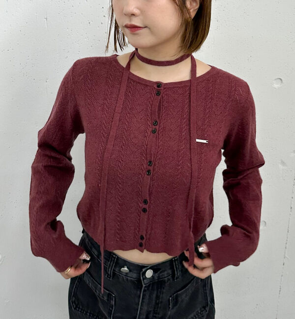 archives「チョーカー付ハリヌキニットカーディガン」|カーディガン|WINE