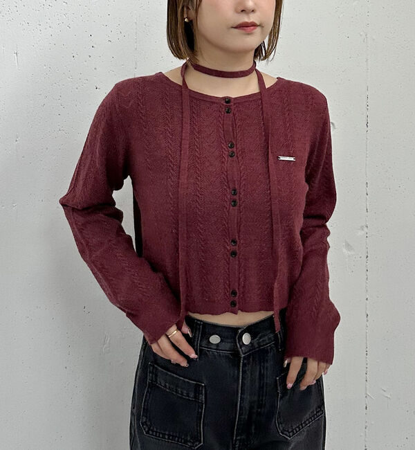 archives「チョーカー付ハリヌキニットカーディガン」|カーディガン|
