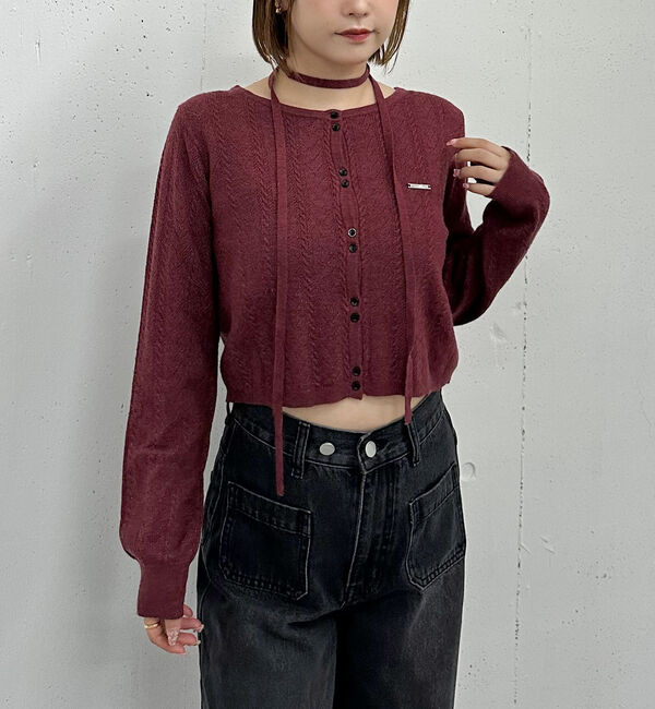 archives「チョーカー付ハリヌキニットカーディガン」|カーディガン|