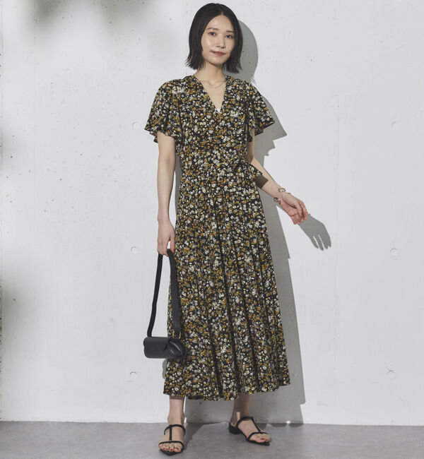 Doux archives「花柄カシュクールワンピース」|ワンピース|BLACK