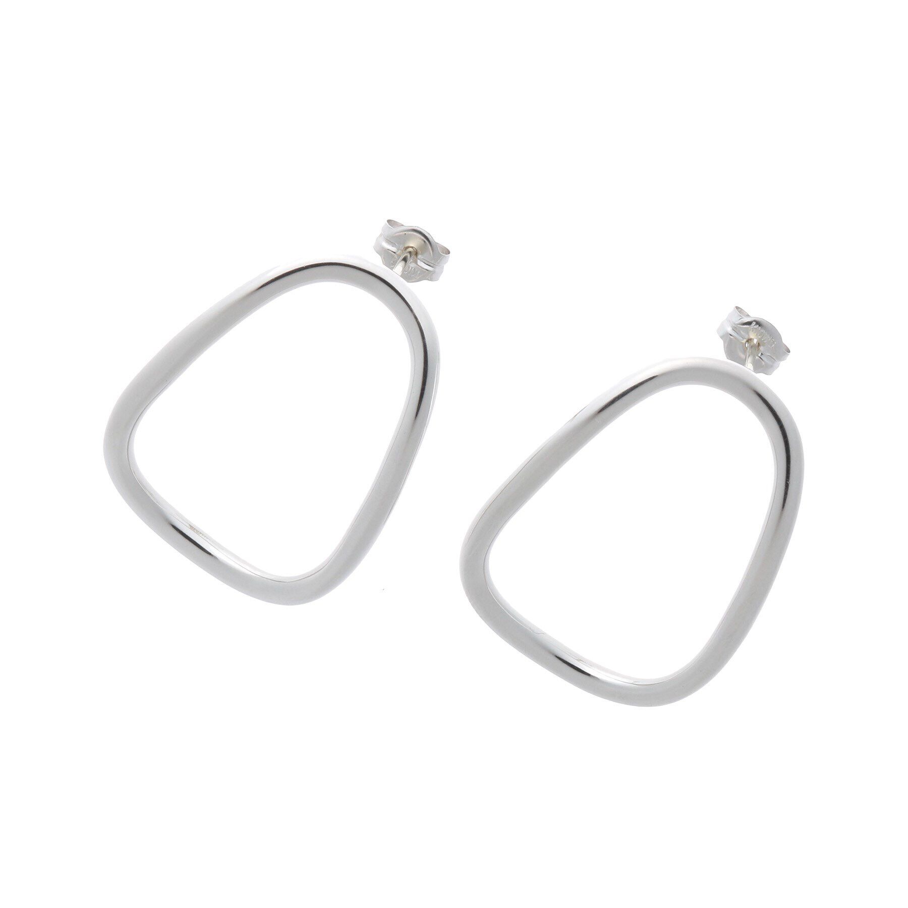 COCOSHNIK「シルバー トラペーズ スタッズピアス」|ピアス|