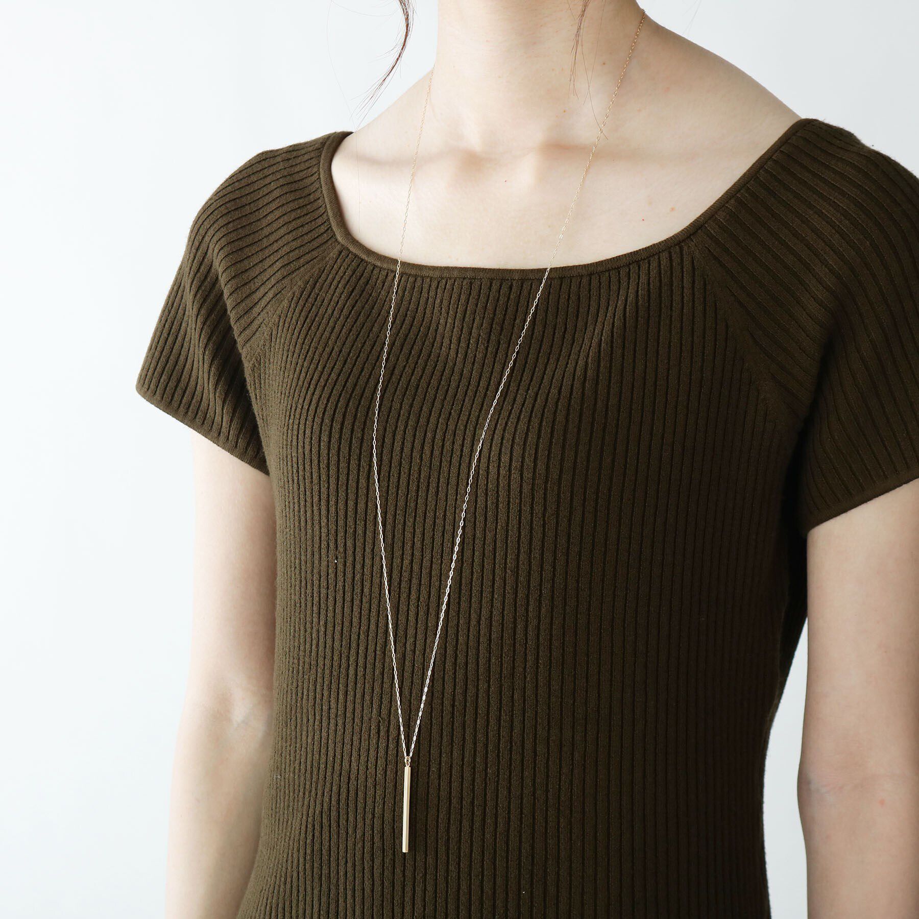 COCOSHNIK「K10ヘキサゴナルバー ネックレス大」|ネックレス|