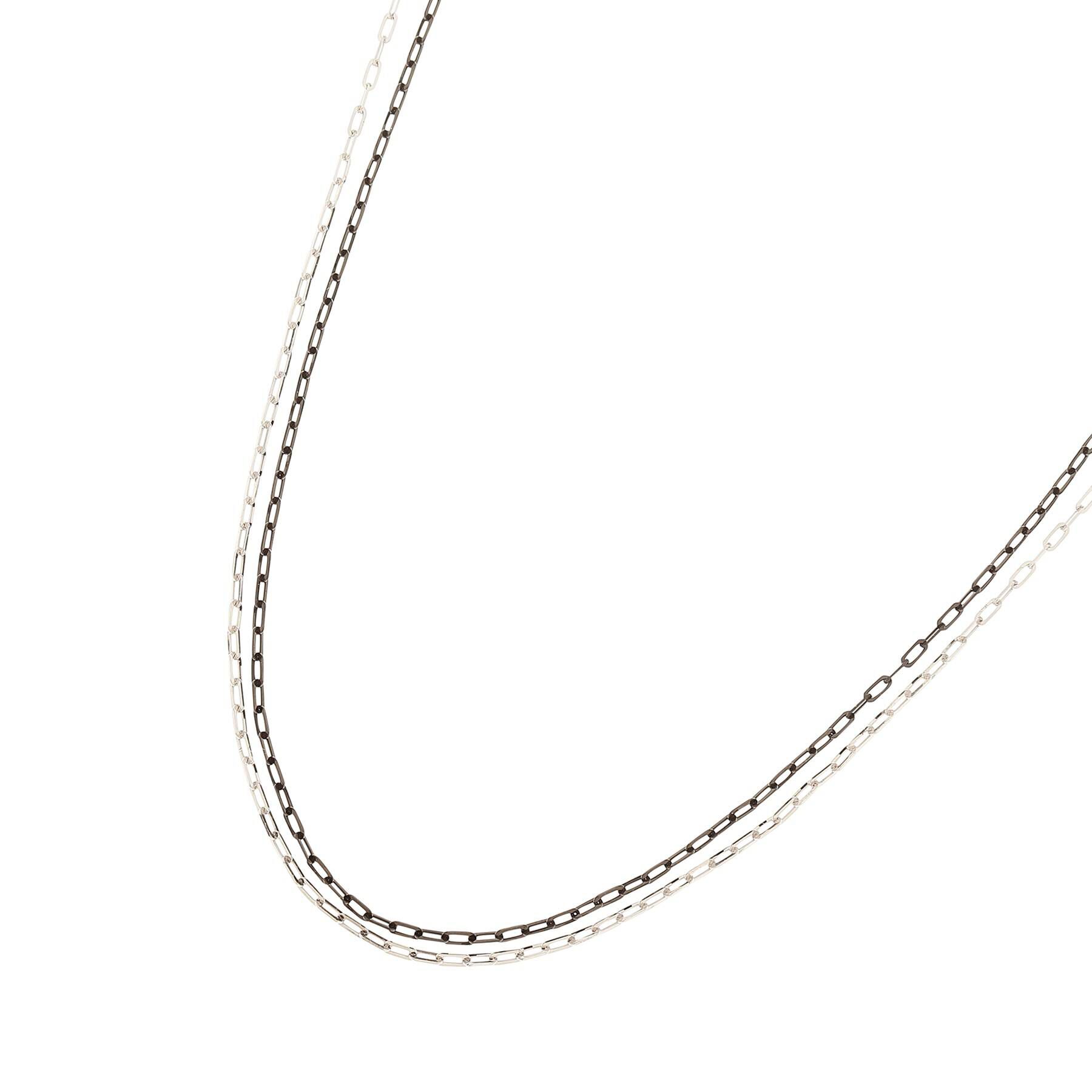COCOSHNIK「K10ロング角アズキチェーン 2連ネックレス（WG&times;BG）」|ネックレス|ホワイト&times;ブラックゴ