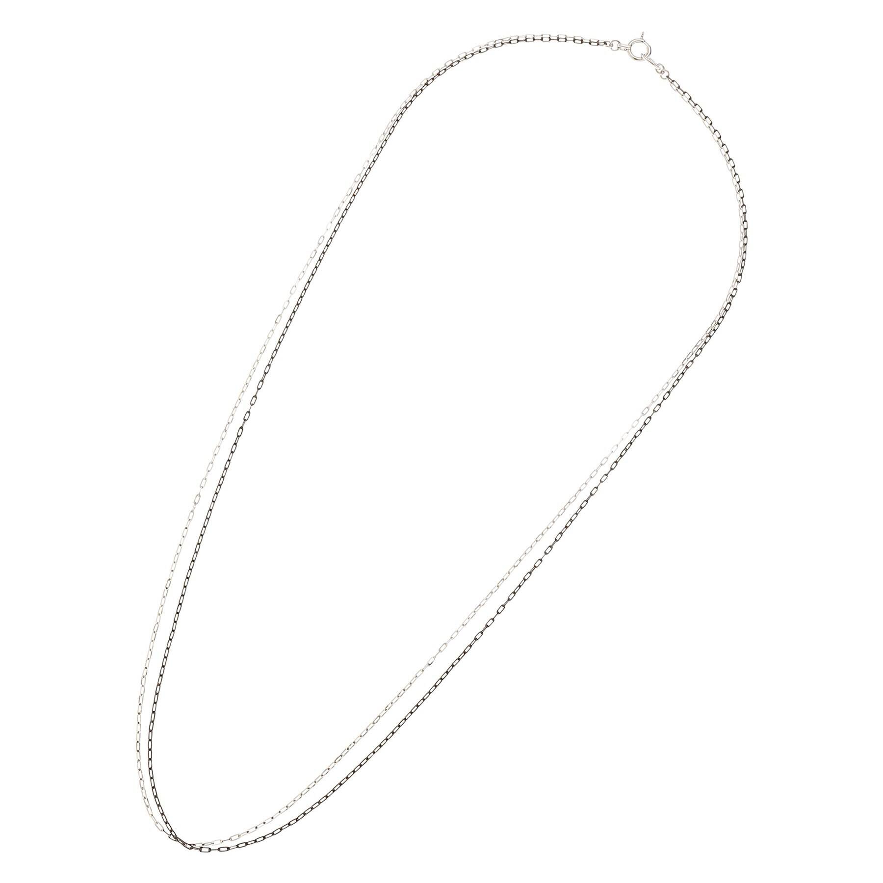 COCOSHNIK「K10ロング角アズキチェーン 2連ネックレス（WG&times;BG）」|ネックレス|