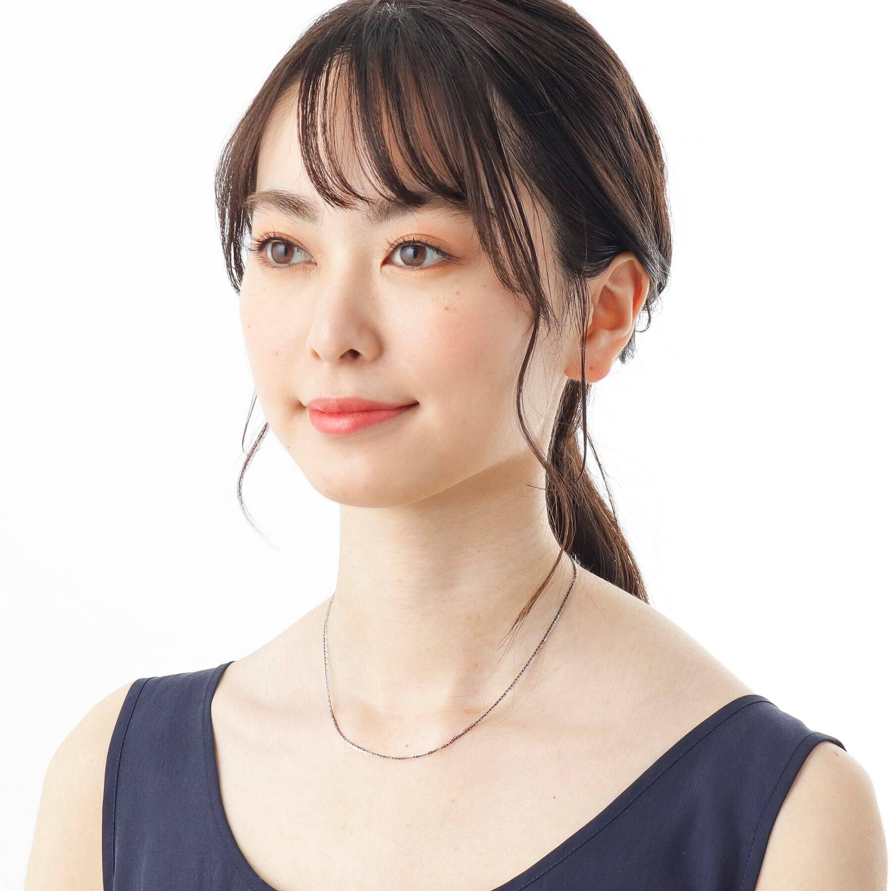 COCOSHNIK「K10ロング角アズキチェーン 2連ネックレス（WG&times;BG）」|ネックレス|