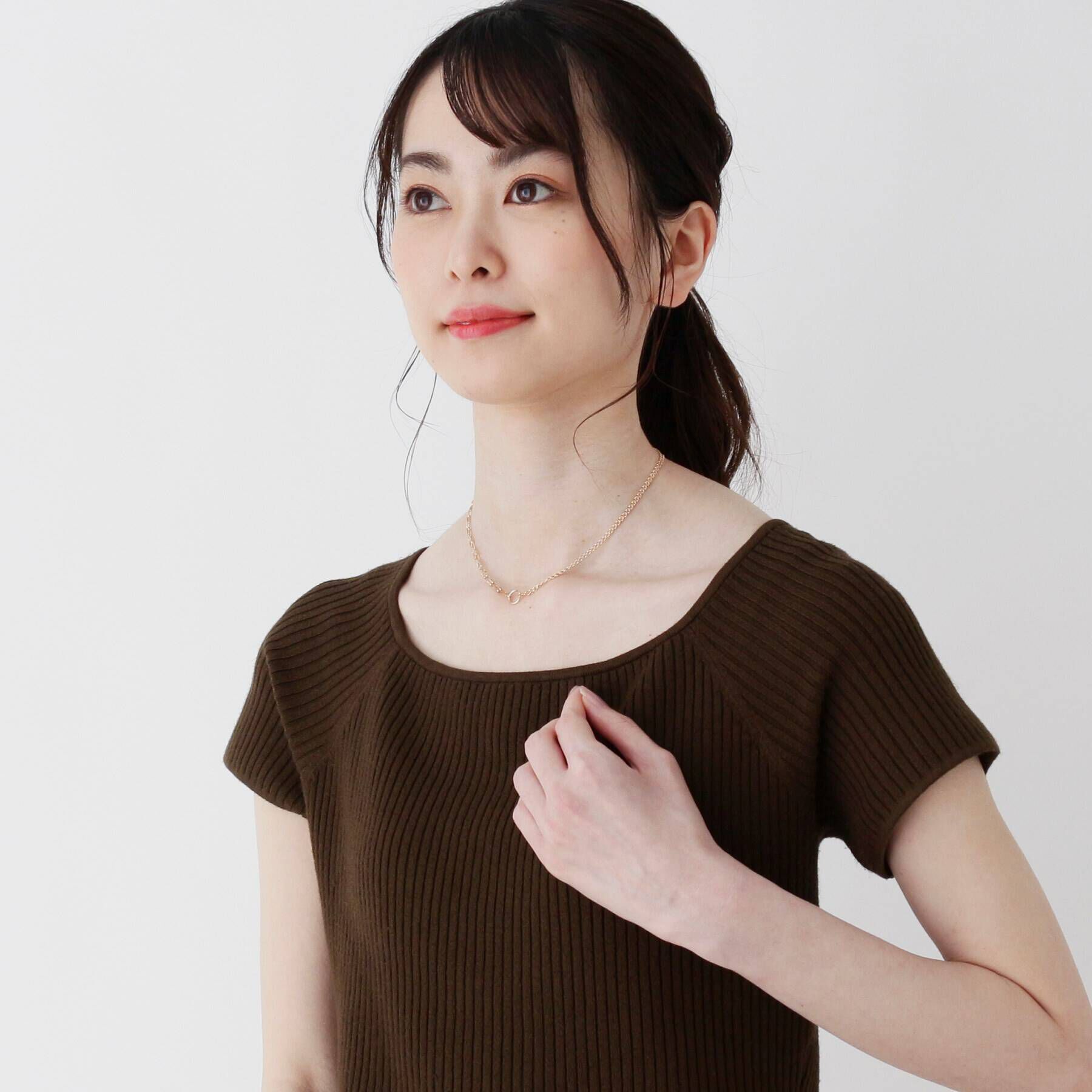 COCOSHNIK「K10ロングアズキ アシンメトリーチェーン ネックレス」|ネックレス|