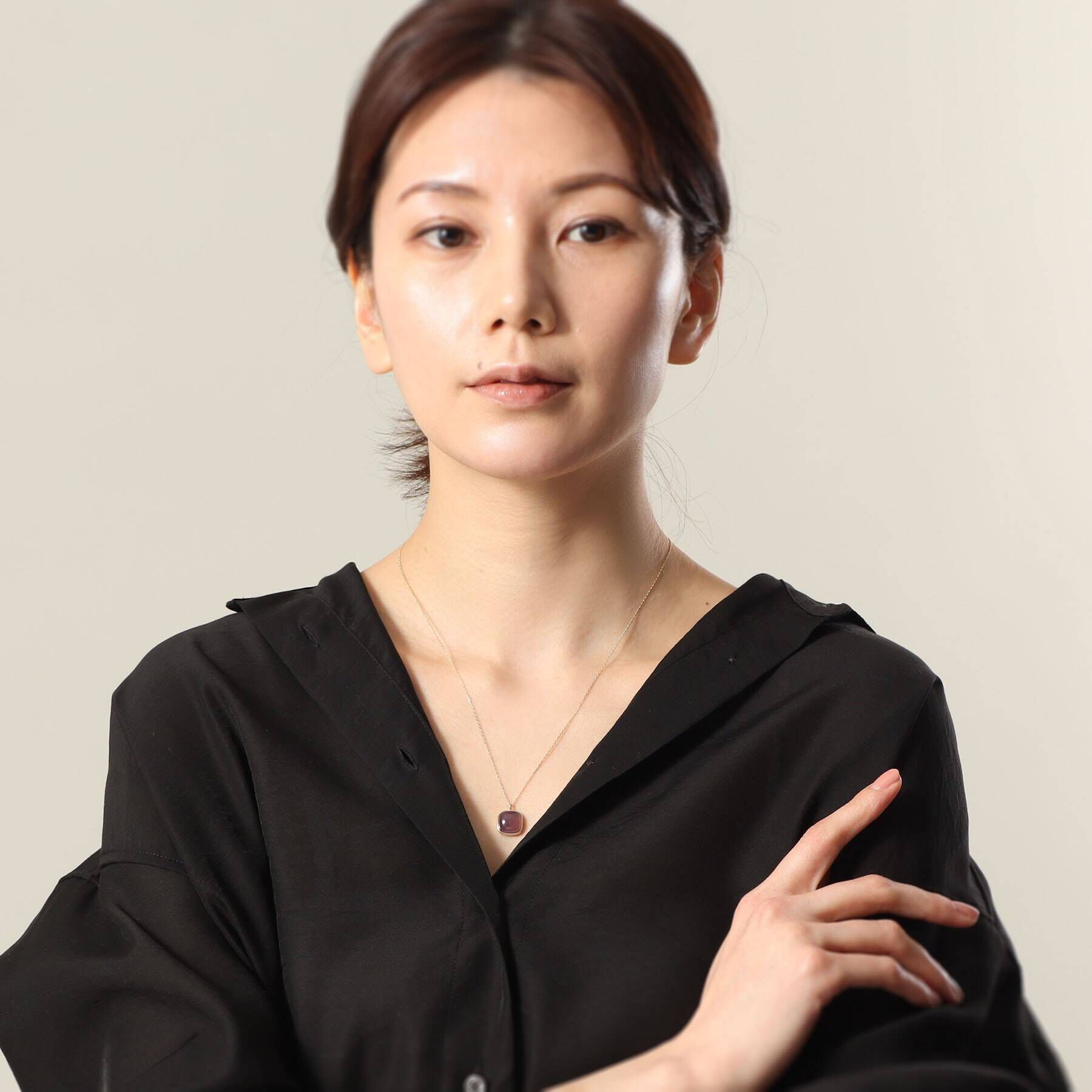 COCOSHNIK「K10パープルカルセドニー クッションカボション ネックレス」|ネックレス|