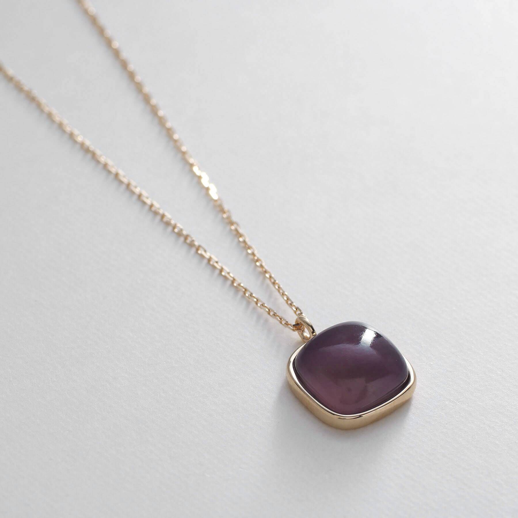 COCOSHNIK「K10パープルカルセドニー クッションカボション ネックレス」|ネックレス|