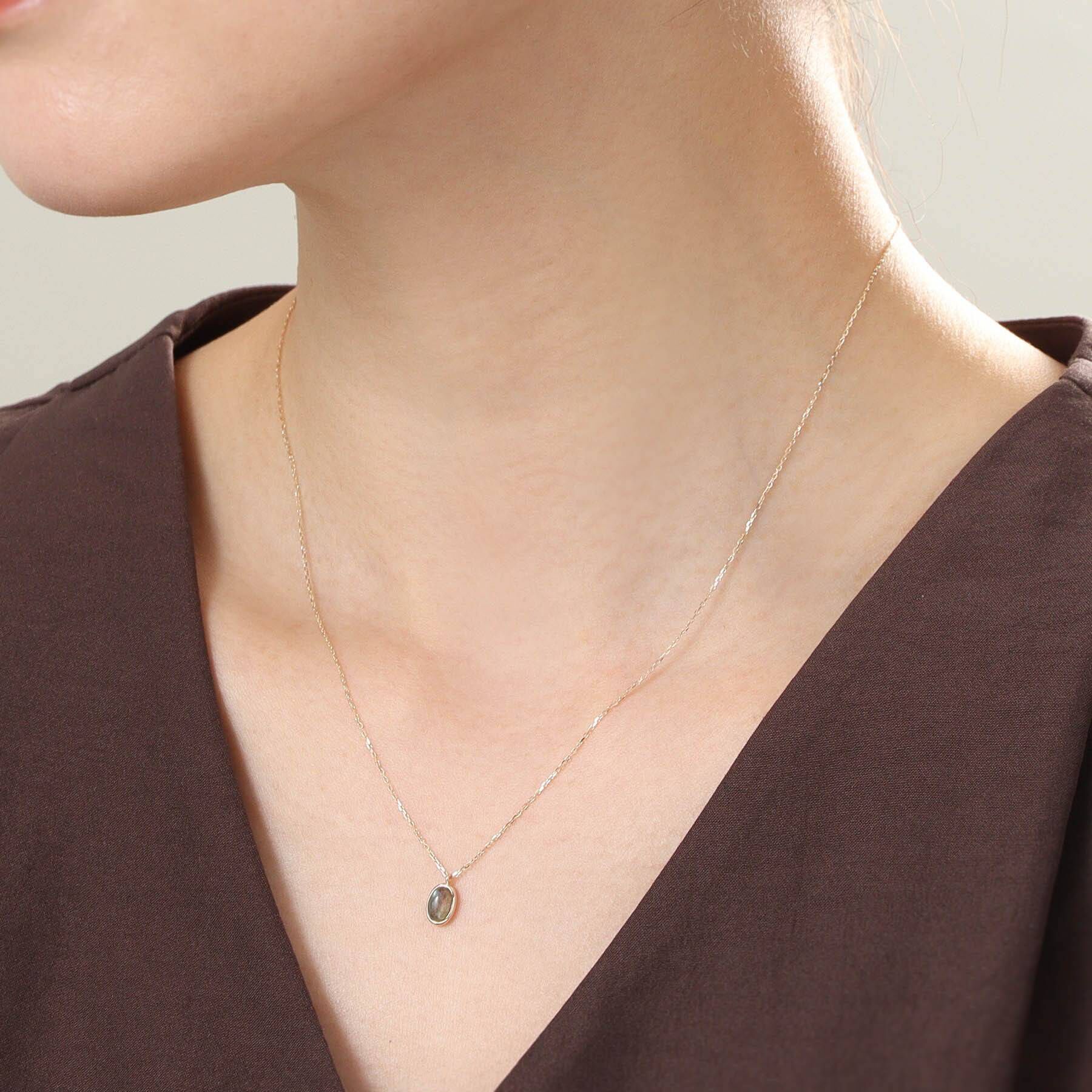 COCOSHNIK「【WEB限定】K10ラブラドライト ネックレス」|ネックレス|