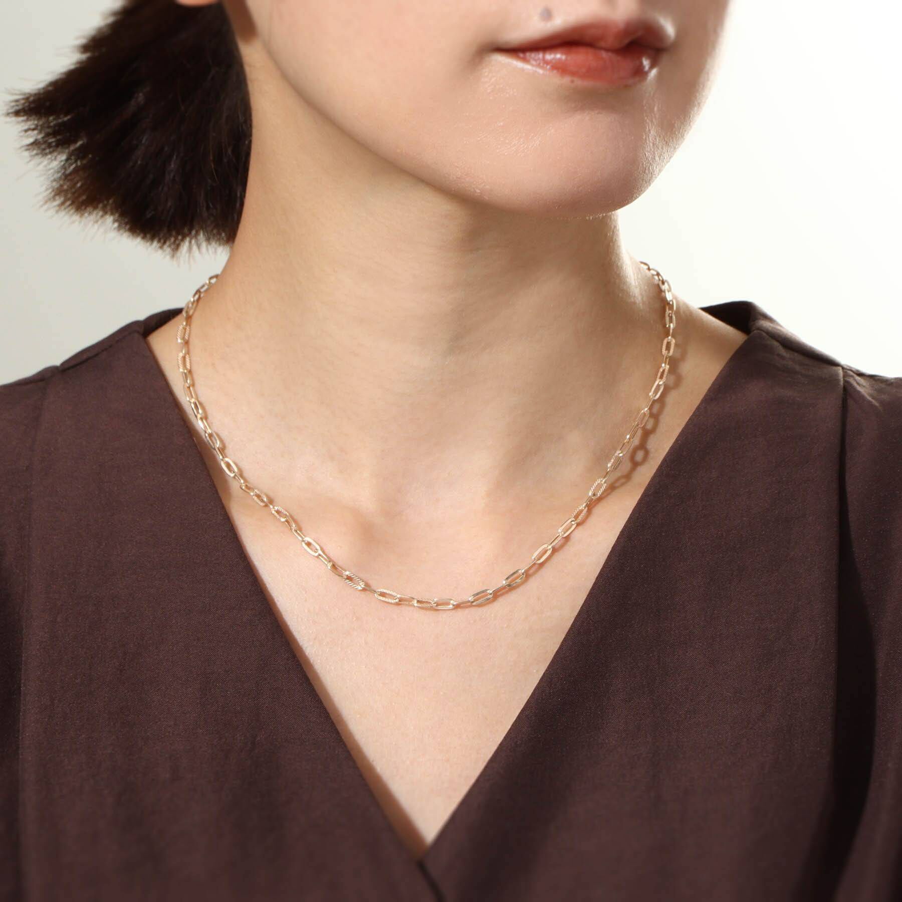 COCOSHNIK「K10中空プレイドケーブルチェーン ネックレス」|ネックレス|