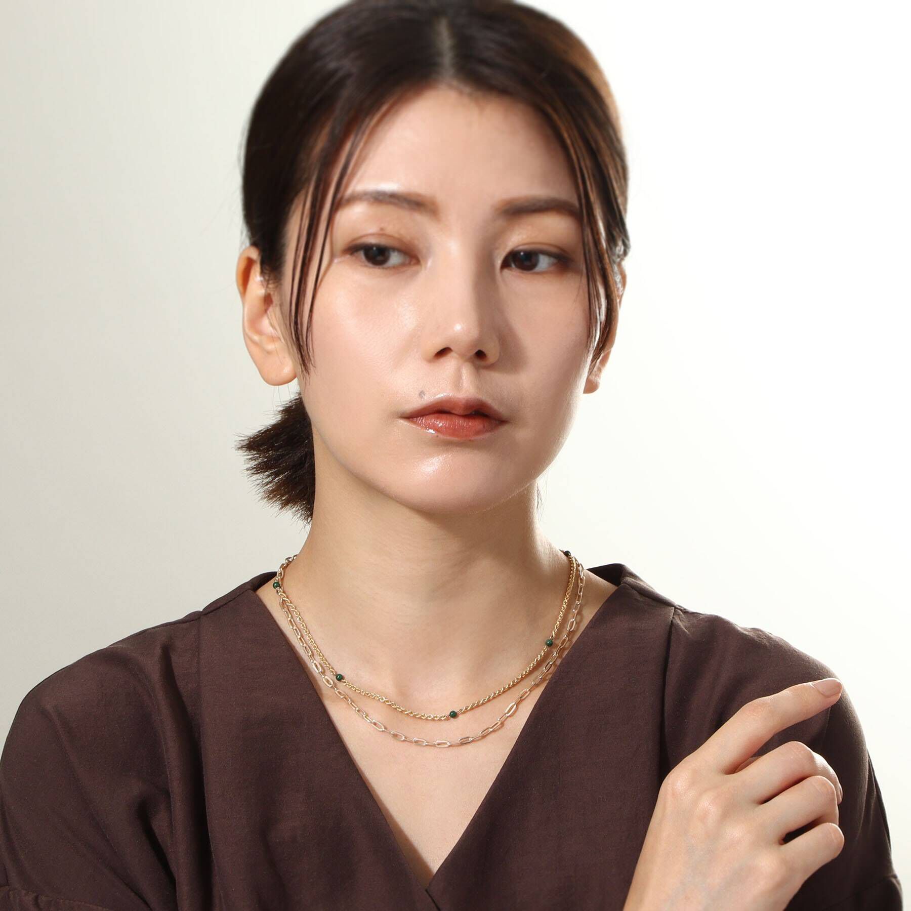 COCOSHNIK「K10中空プレイドケーブルチェーン ネックレス」|ネックレス|