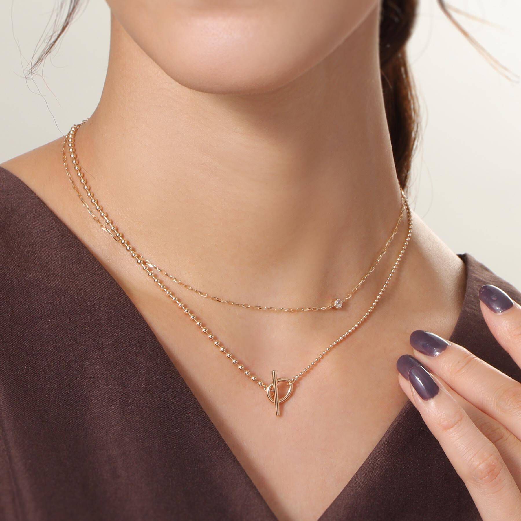 COCOSHNIK「K10ボール&times;PCチェーン セパレートマンテルネックレス」|ネックレス|