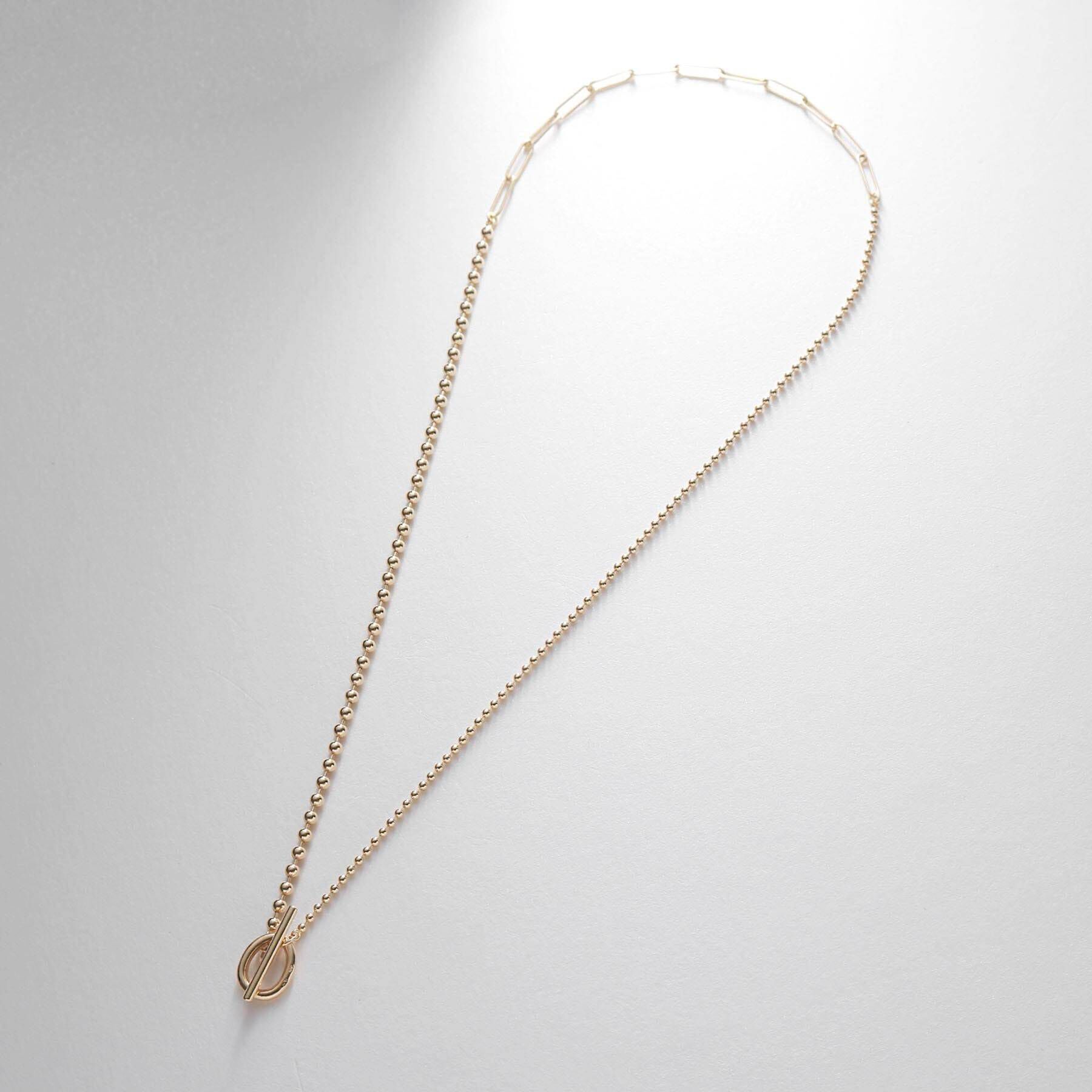 COCOSHNIK「K10ボール&times;PCチェーン セパレートマンテルネックレス」|ネックレス|