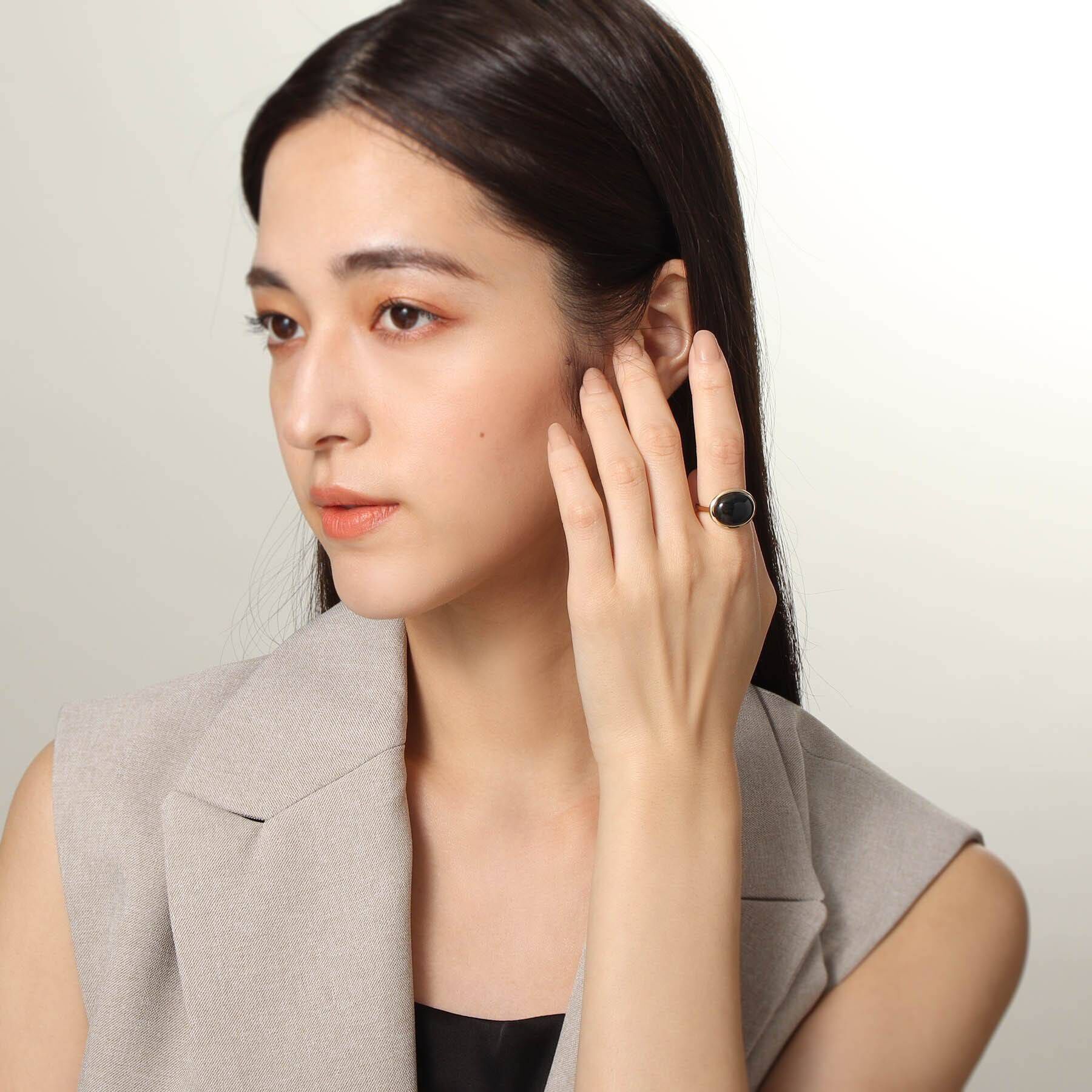 COCOSHNIK「K10ブルータイガーアイ オーバルカボション リング」|リング|