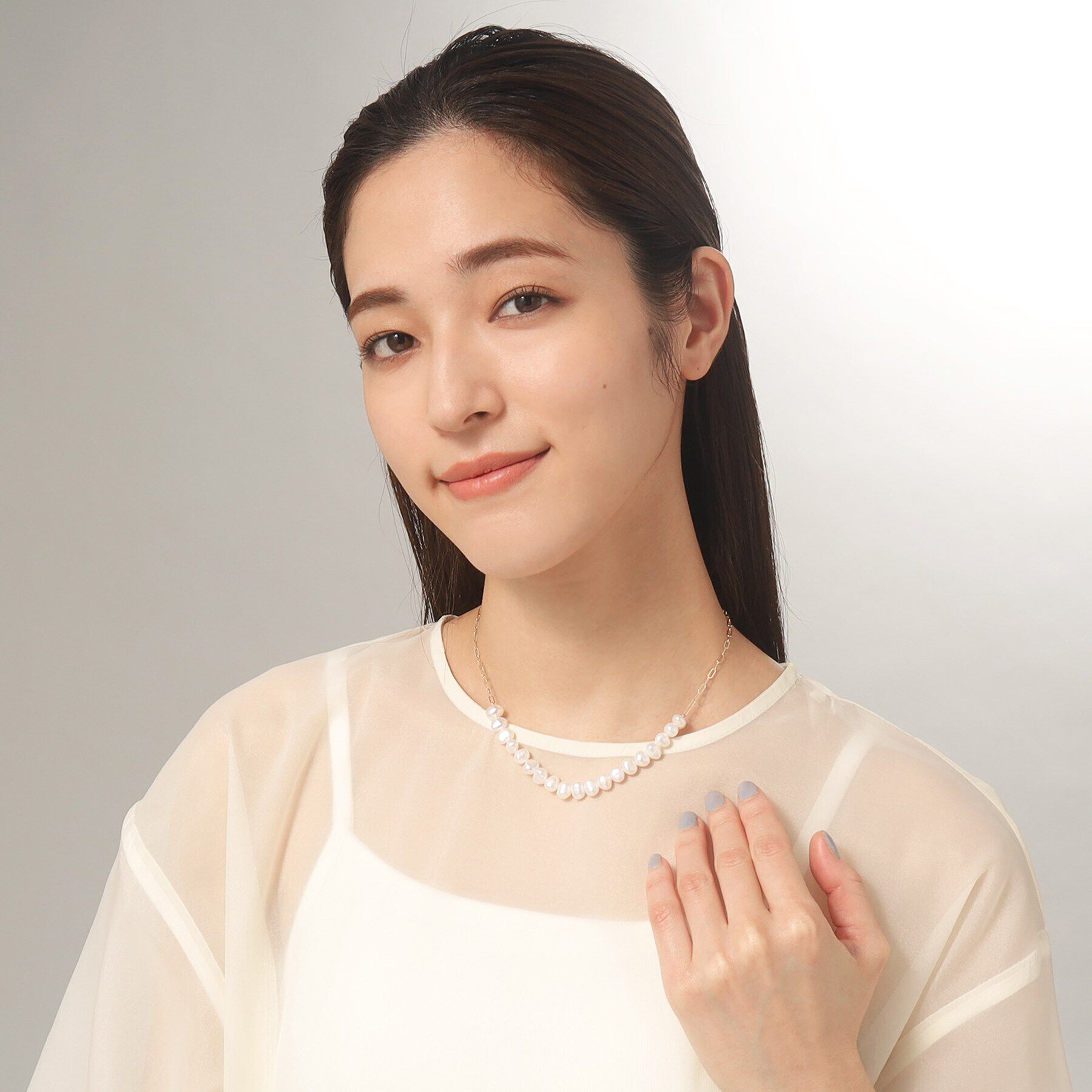 COCOSHNIK「K10バロックパール ケーブルチェーンネックレス」|ネックレス|