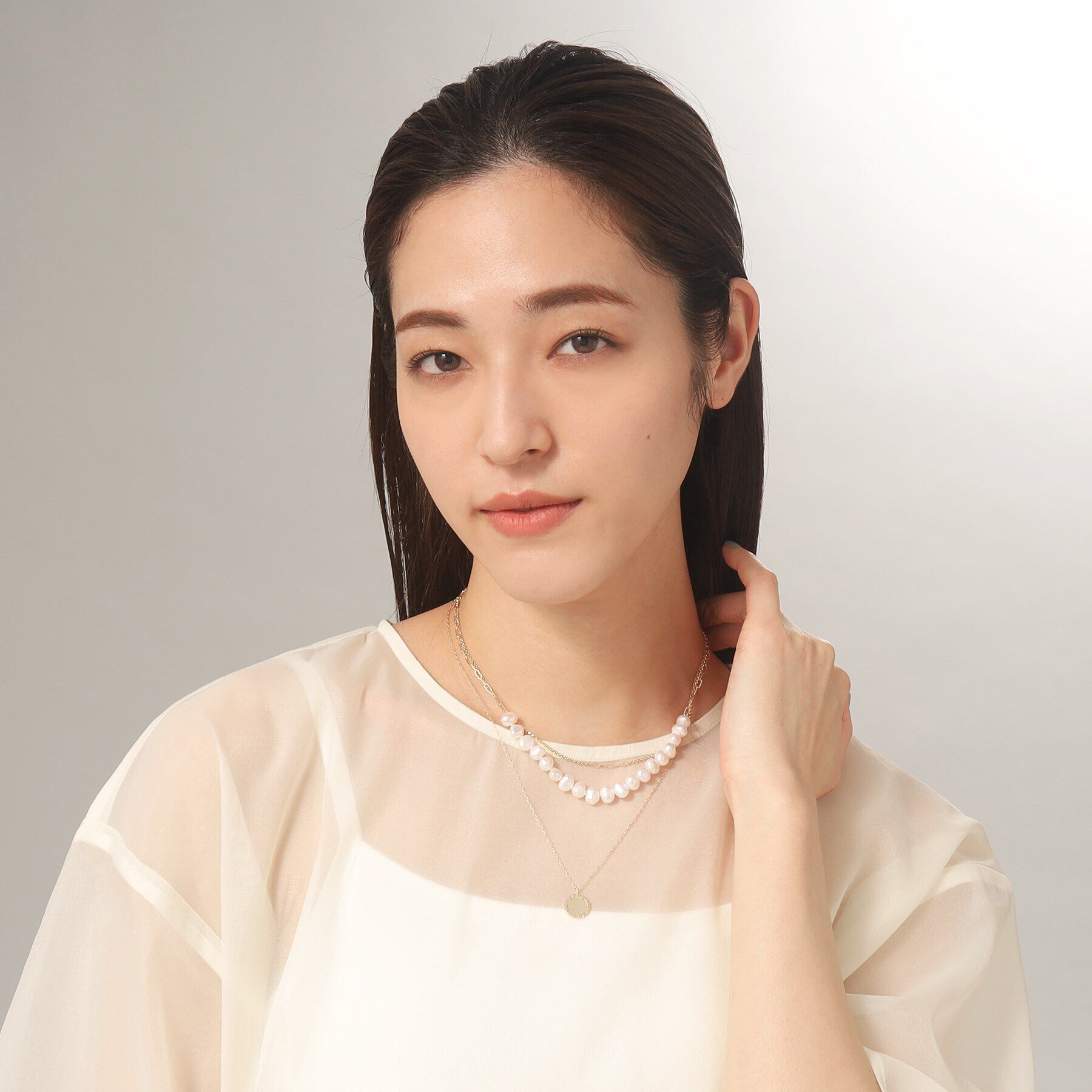 COCOSHNIK「K10バロックパール ケーブルチェーンネックレス」|ネックレス|