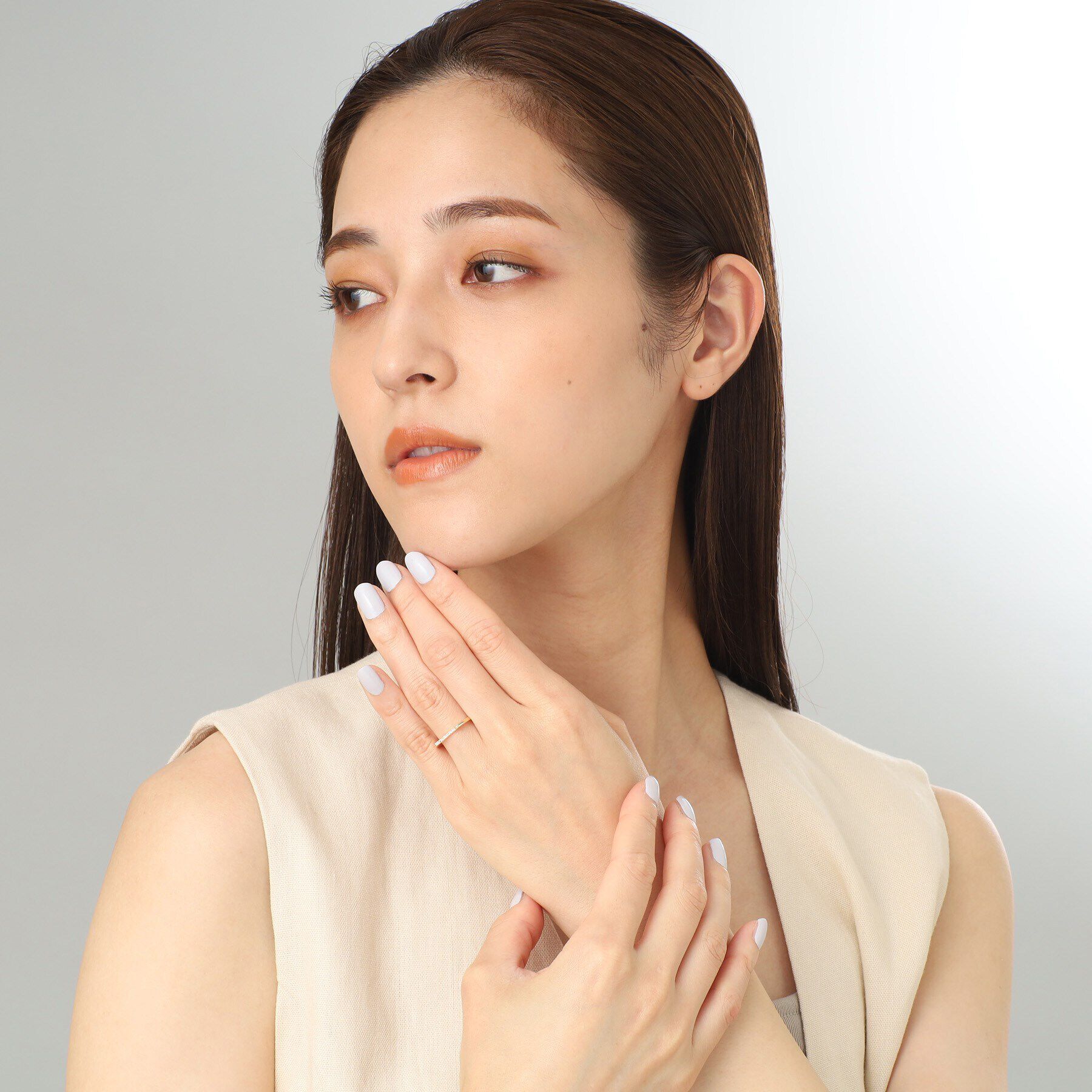 COCOSHNIK「K10ダイヤモンド スランティング リング」|リング|